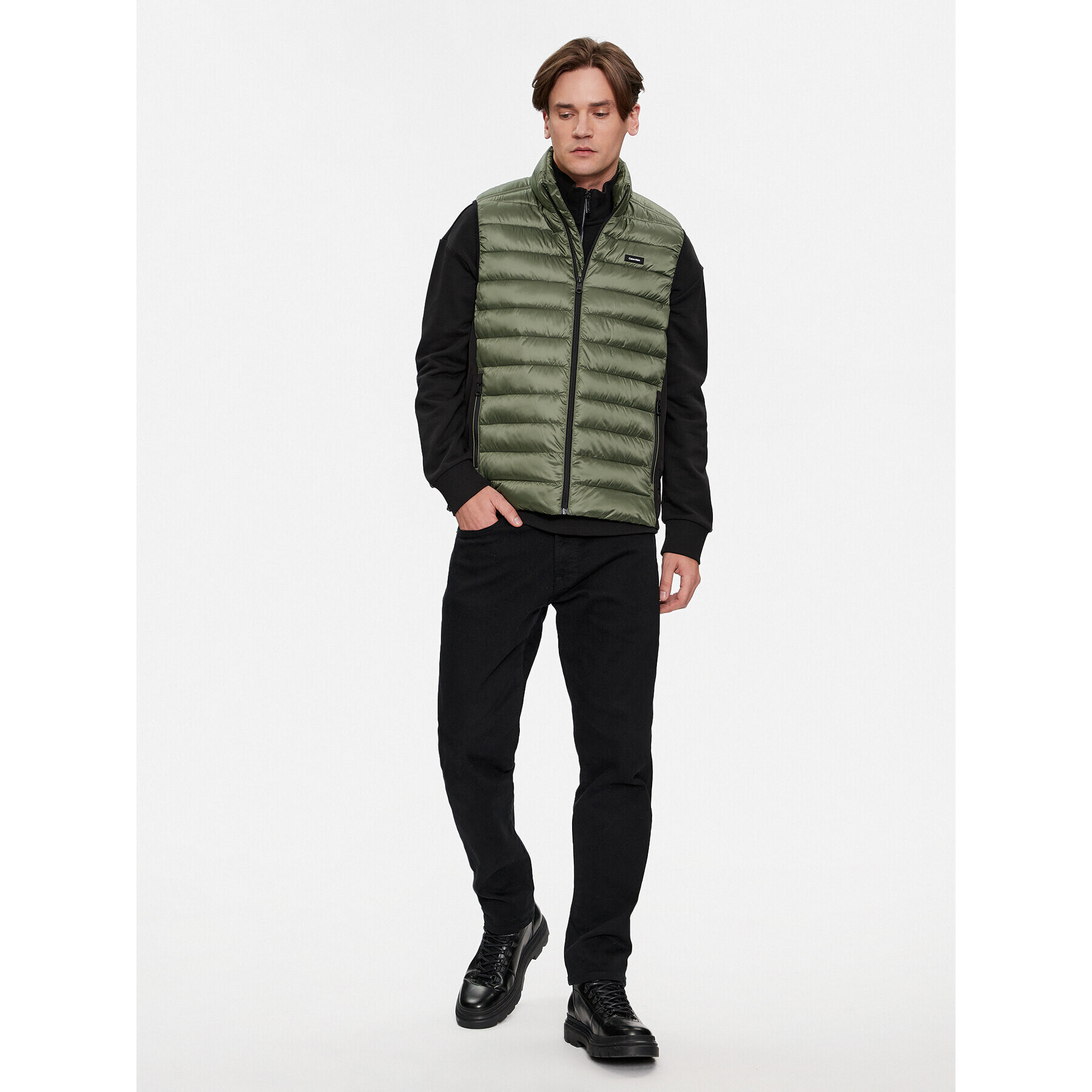 Calvin Klein Елек Side Logo K10K108292 Зелен Regular Fit - Pepit.bg