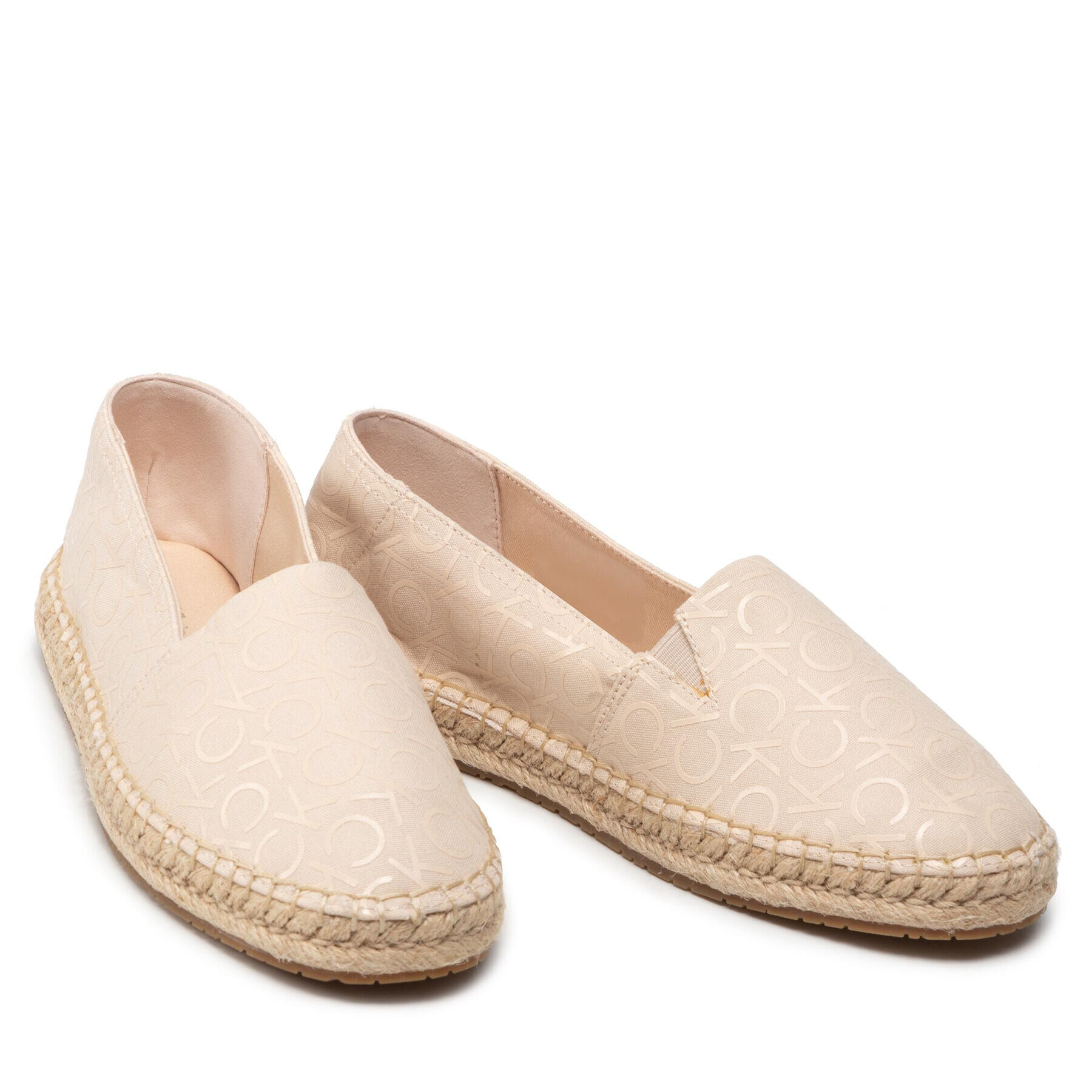 Calvin Klein Еспадрили Espadrille W/hdw - Canvas Mono HW0HW00888 Бежов - Pepit.bg