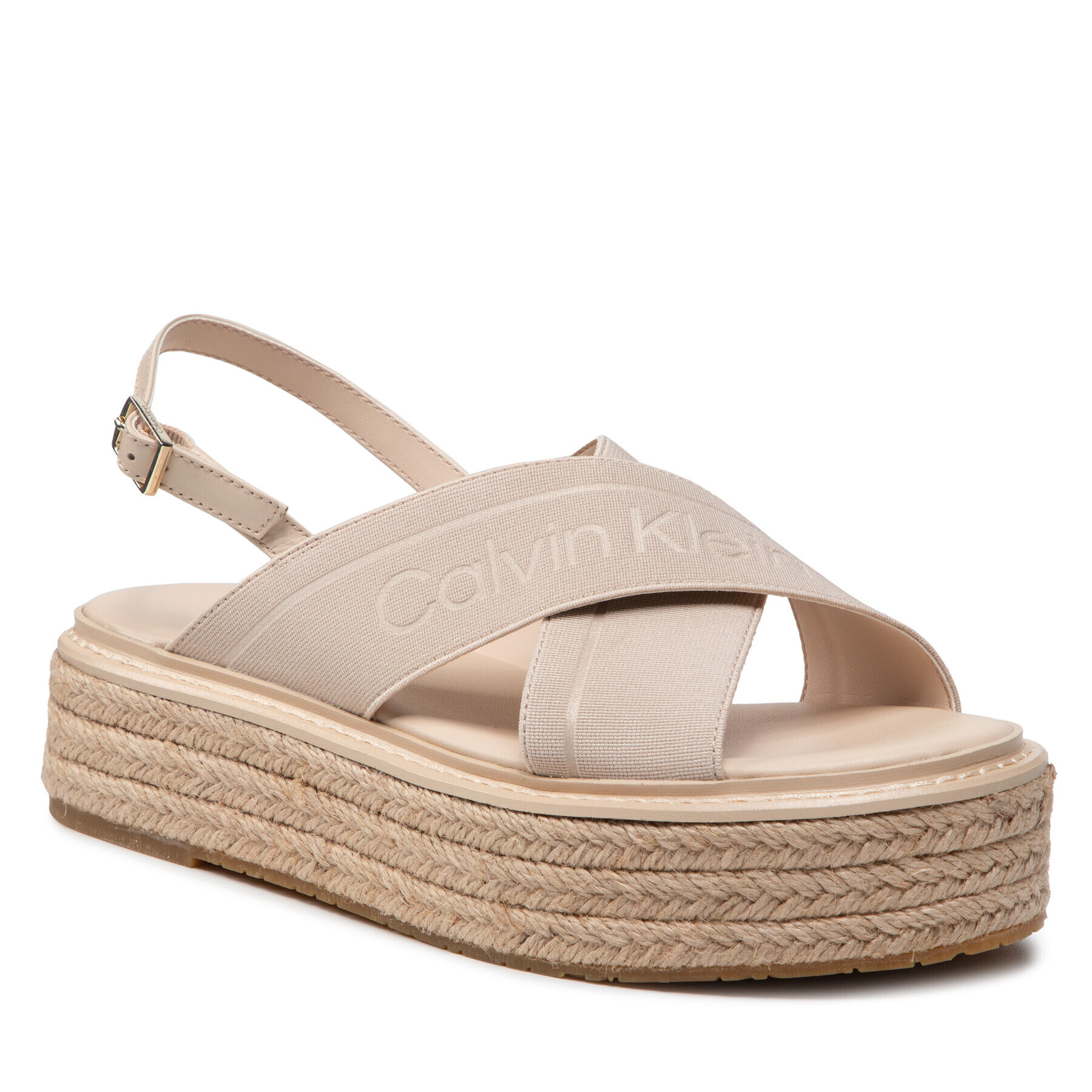 Calvin Klein Еспадрили Flatform Wedge Sndl He HW0HW00688 Бежов - Pepit.bg