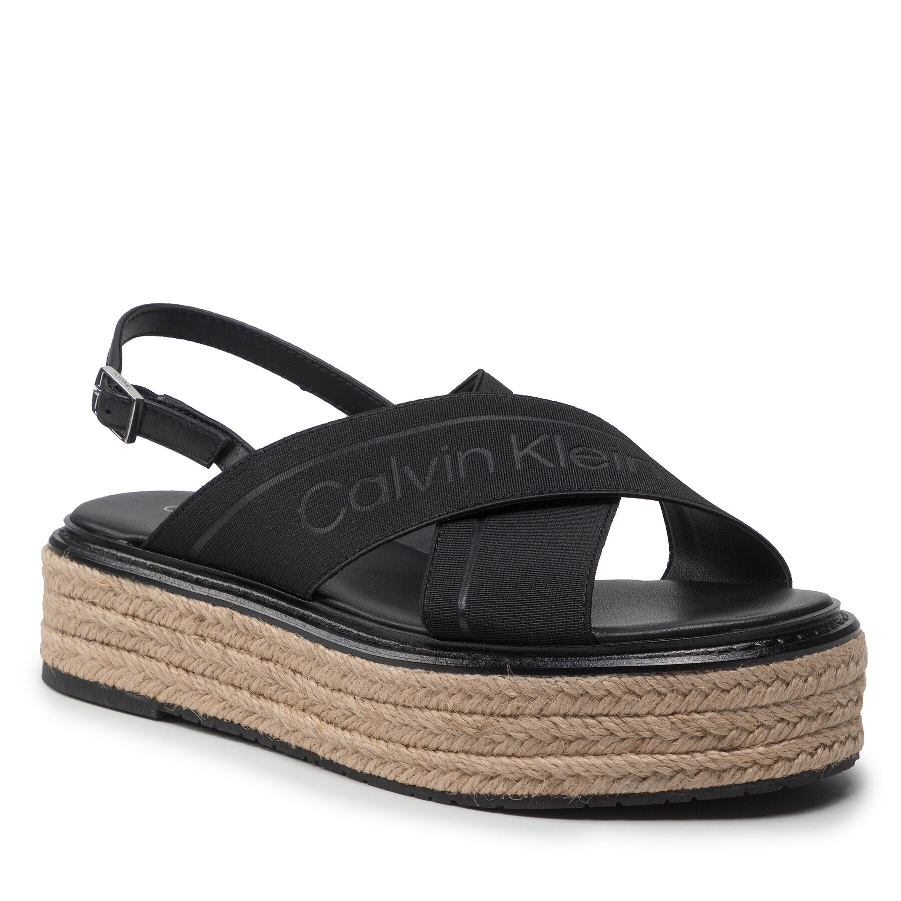 Calvin Klein Еспадрили Flatform Wedge Sndl He HW0HW00688 Черен - Pepit.bg