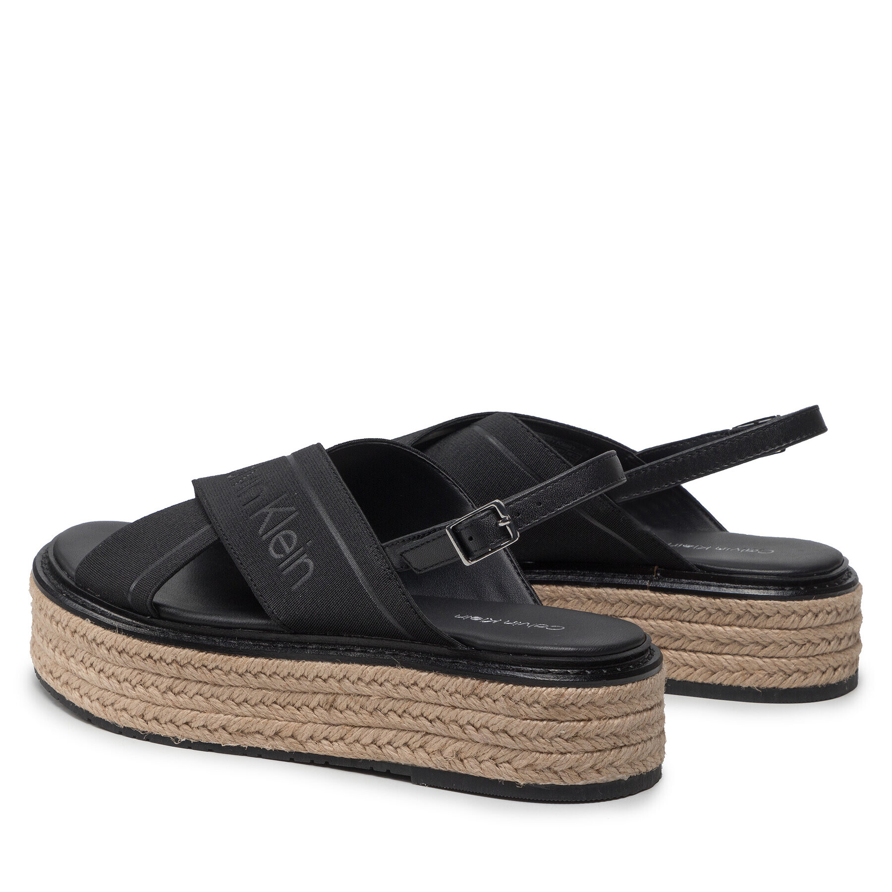 Calvin Klein Еспадрили Flatform Wedge Sndl He HW0HW00688 Черен - Pepit.bg