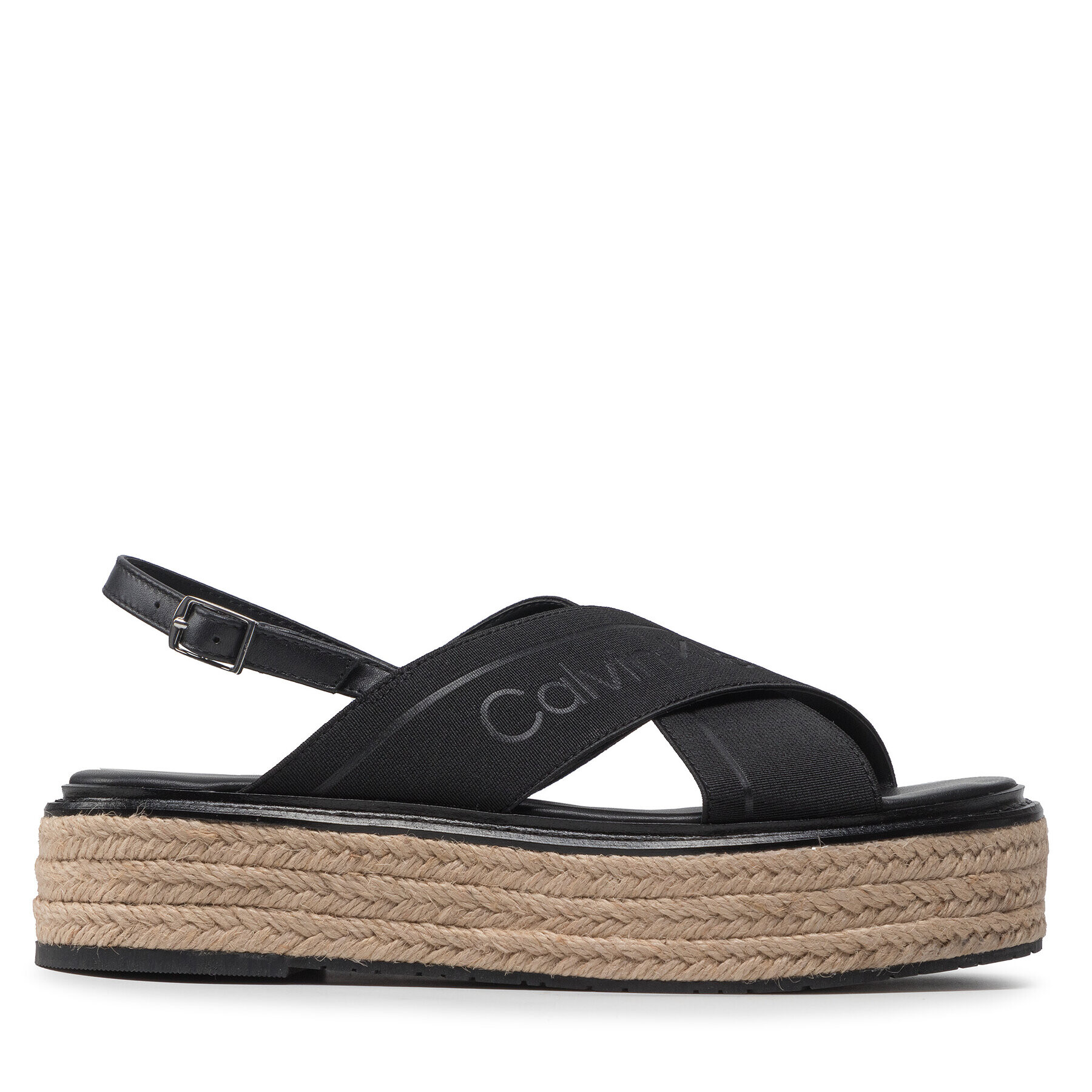 Calvin Klein Еспадрили Flatform Wedge Sndl He HW0HW00688 Черен - Pepit.bg