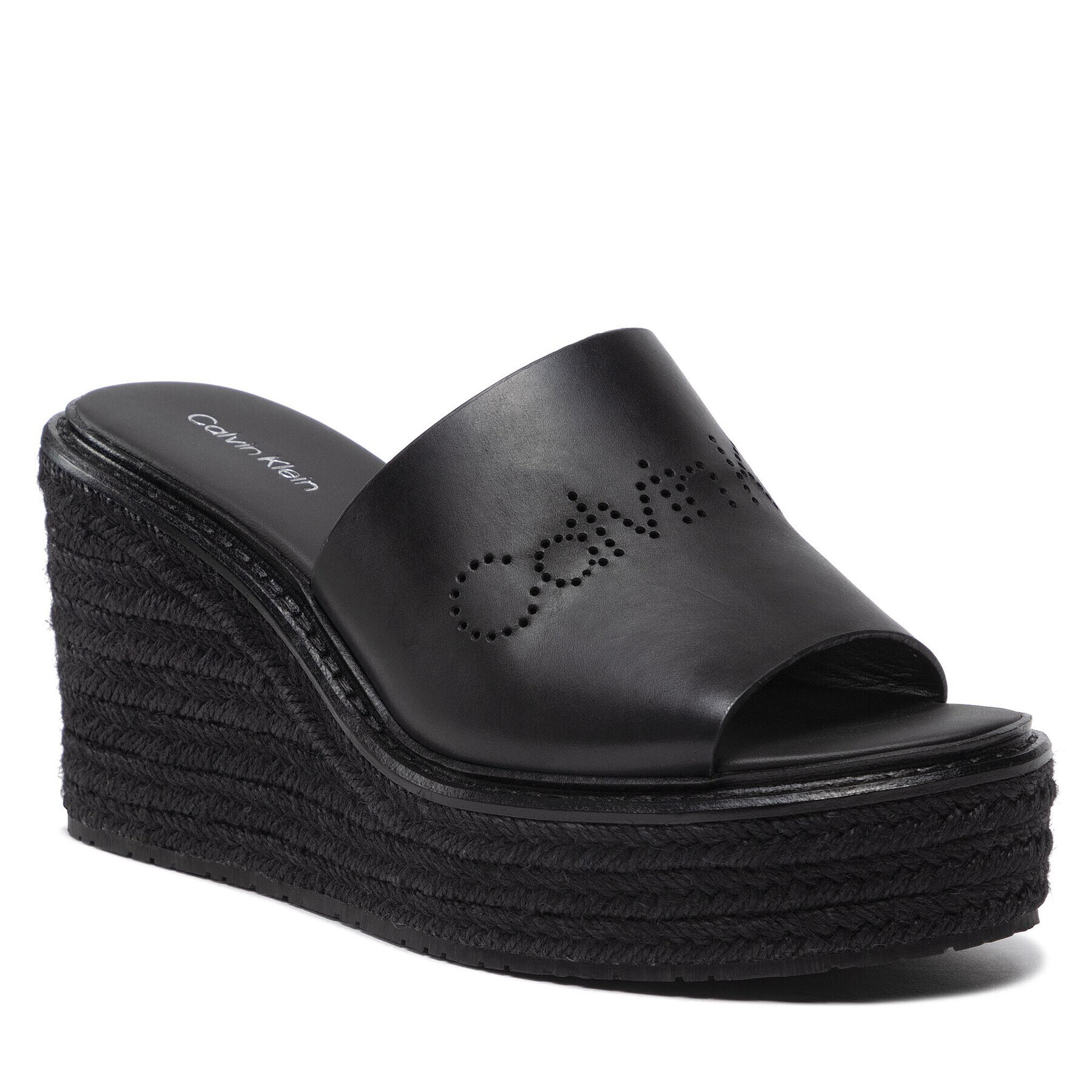 Calvin Klein Еспадрили Wedge Mule 50 Perf HW0HW00820 Черен - Pepit.bg