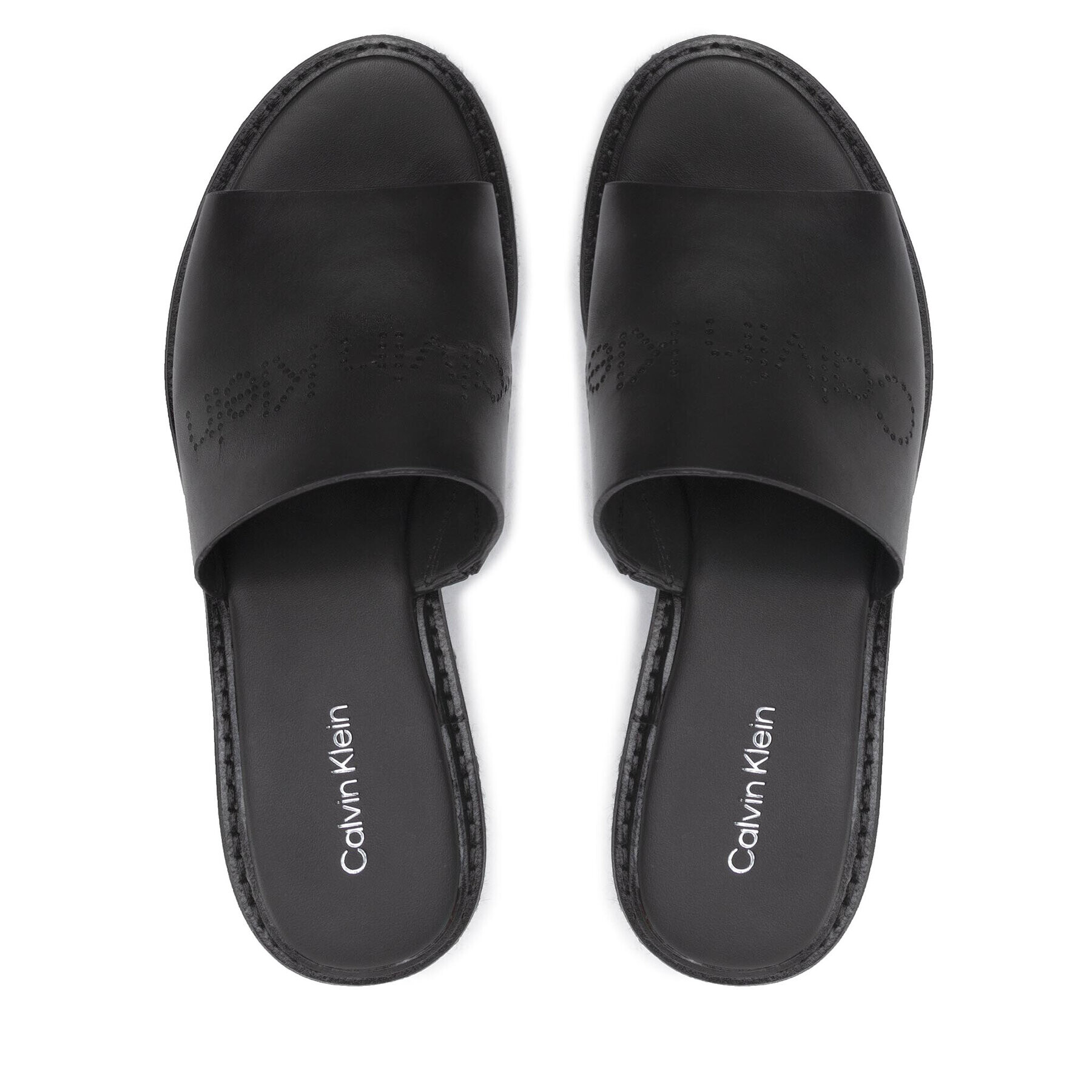 Calvin Klein Еспадрили Wedge Mule 50 Perf HW0HW00820 Черен - Pepit.bg