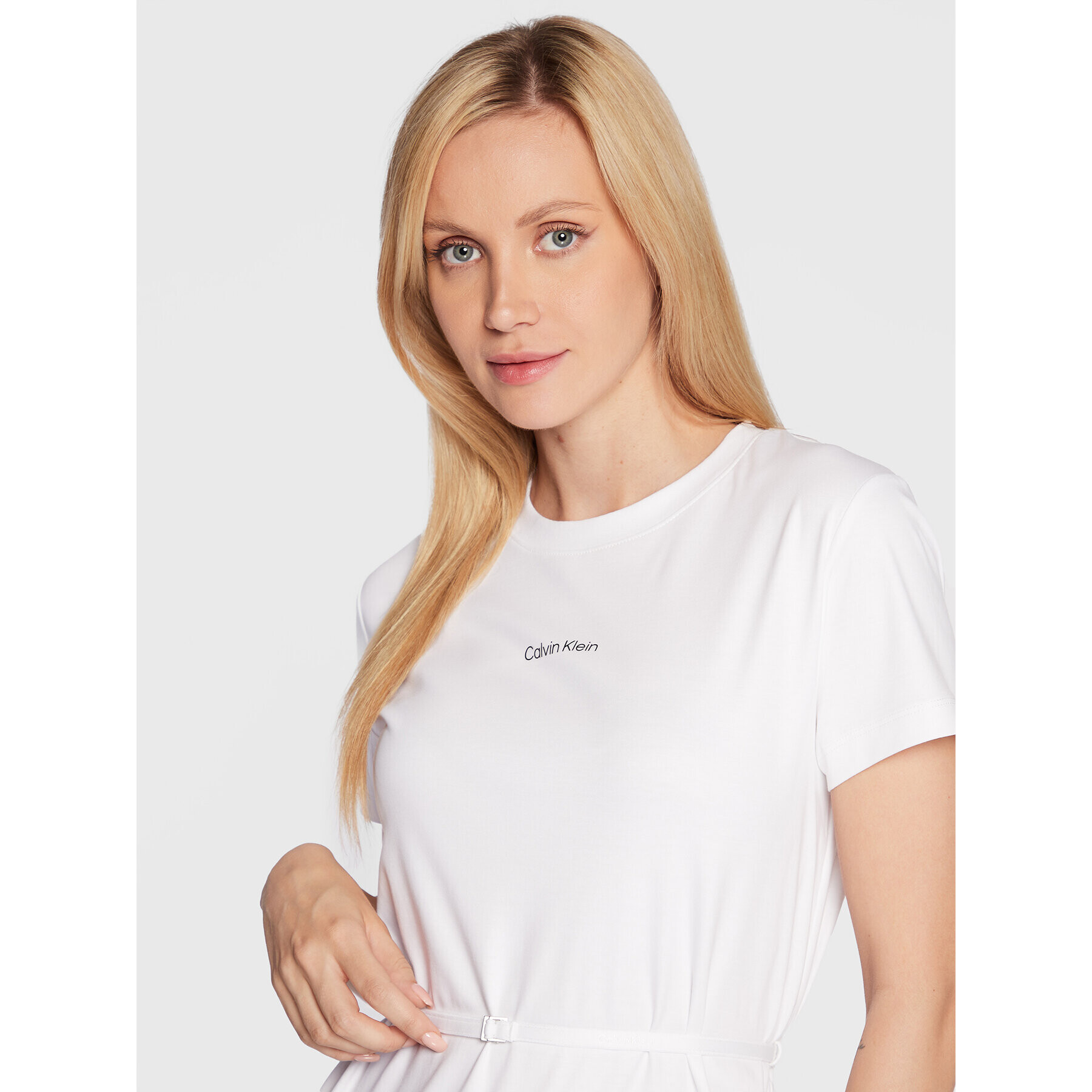 Calvin Klein Ежедневна рокля Micro Logo K20K203660 Бял Regular Fit - Pepit.bg