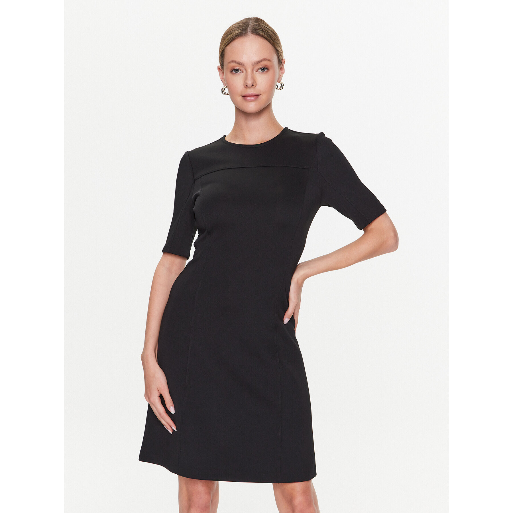 Calvin Klein Ежедневна рокля Technical Knit Mini Dress K20K205513 Черен Regular Fit - Pepit.bg