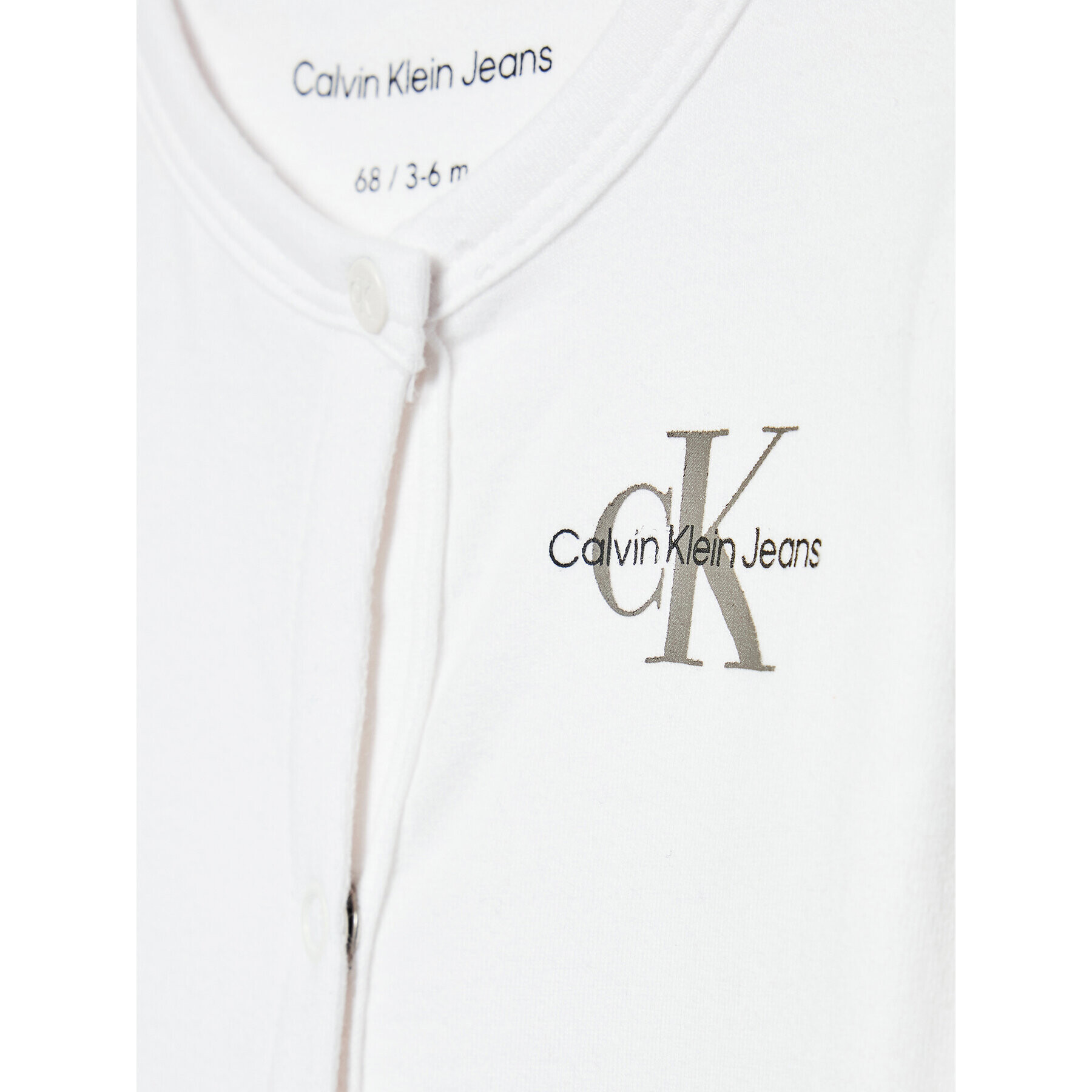 Calvin Klein Jeans Бебешки гащеризон със стъпала Monogram IN0IN00034 Бял Regular Fit - Pepit.bg