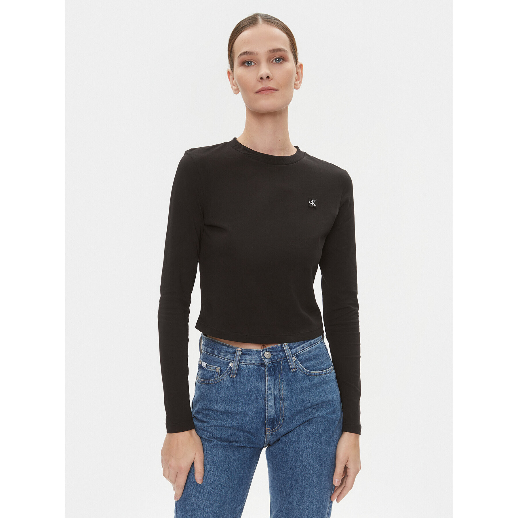 Calvin Klein Jeans Блуза Embro Badge J20J222884 Черен Regular Fit - Pepit.bg