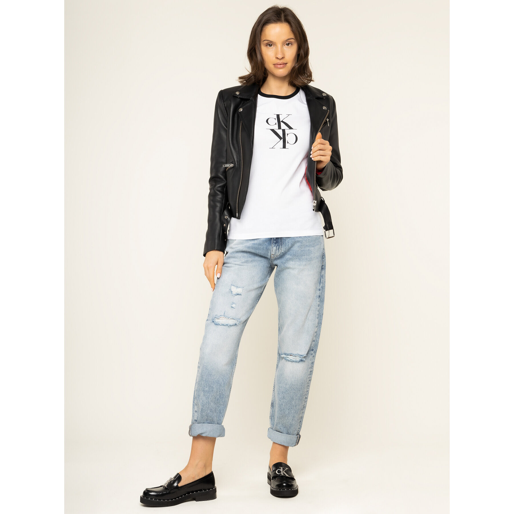 Calvin Klein Jeans Блуза J20J213067 Бял Regular Fit - Pepit.bg