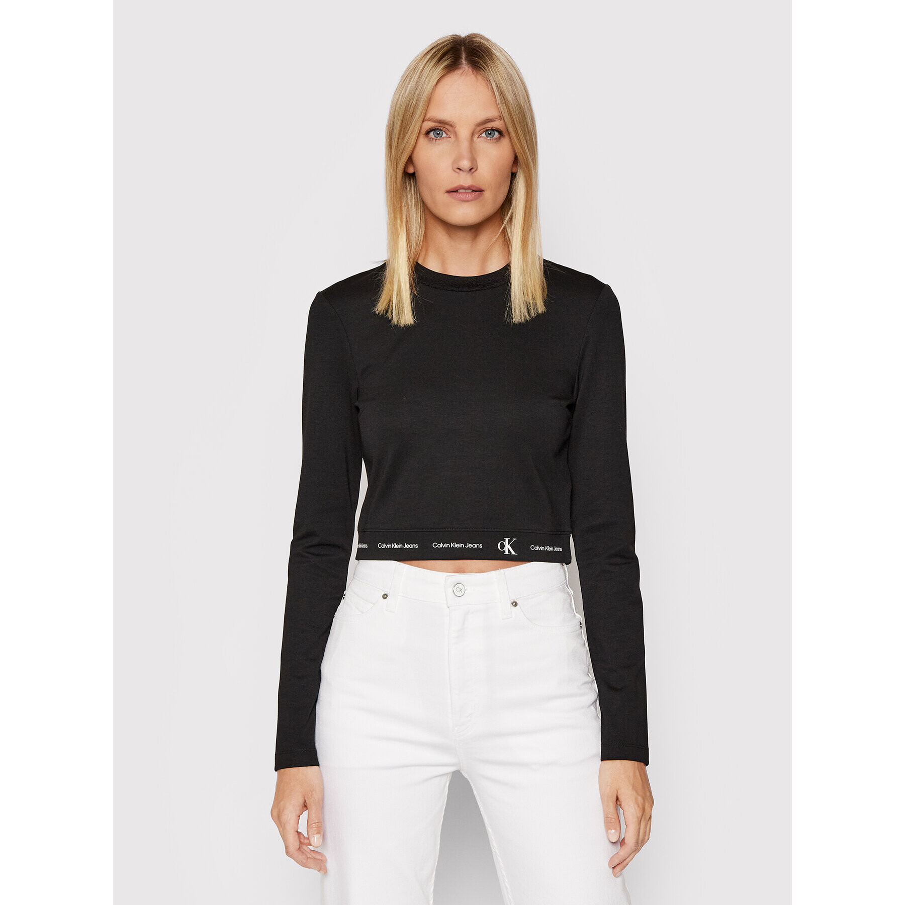 Calvin Klein Jeans Блуза J20J217652 Черен Slim Fit - Pepit.bg