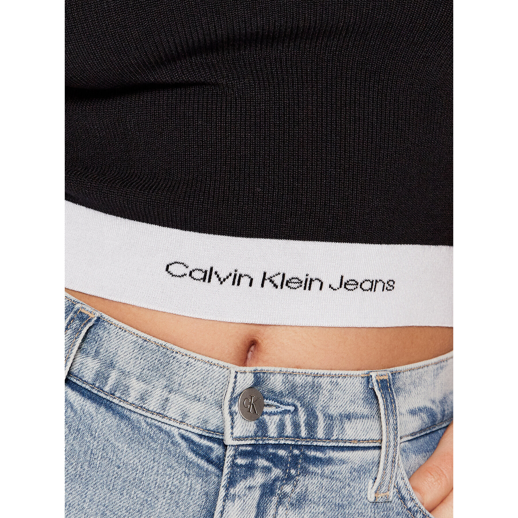 Calvin Klein Jeans Блуза J20J218857 Черен Slim Fit - Pepit.bg