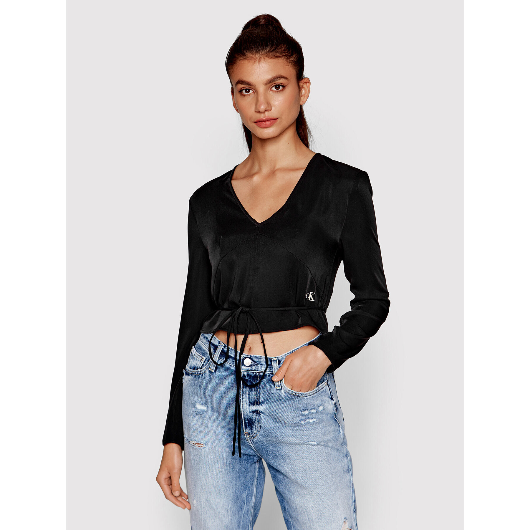 Calvin Klein Jeans Блуза J20J219598 Черен Regular Fit - Pepit.bg