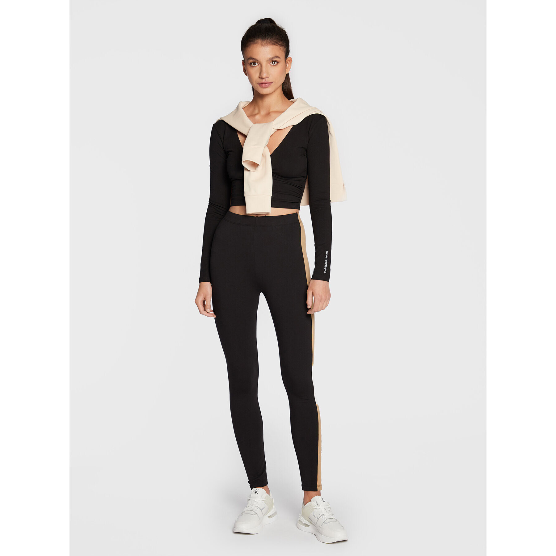 Calvin Klein Jeans Блуза J20J219898 Черен Slim Fit - Pepit.bg
