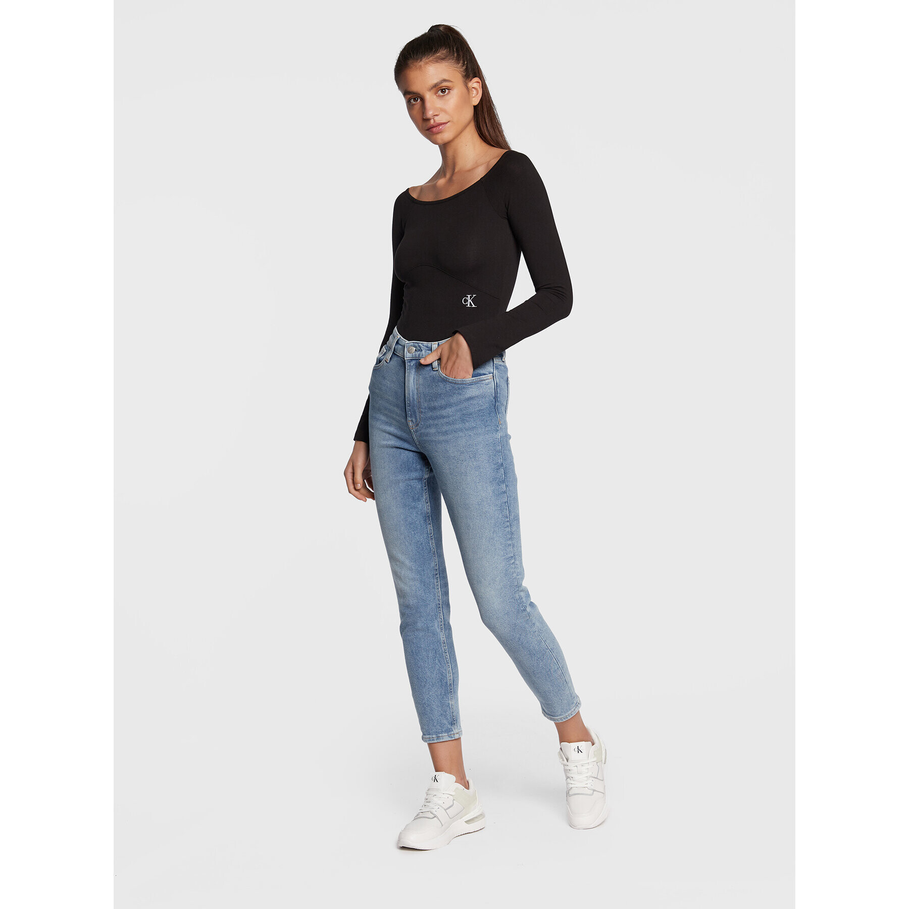 Calvin Klein Jeans Блуза J20J219995 Черен Slim Fit - Pepit.bg