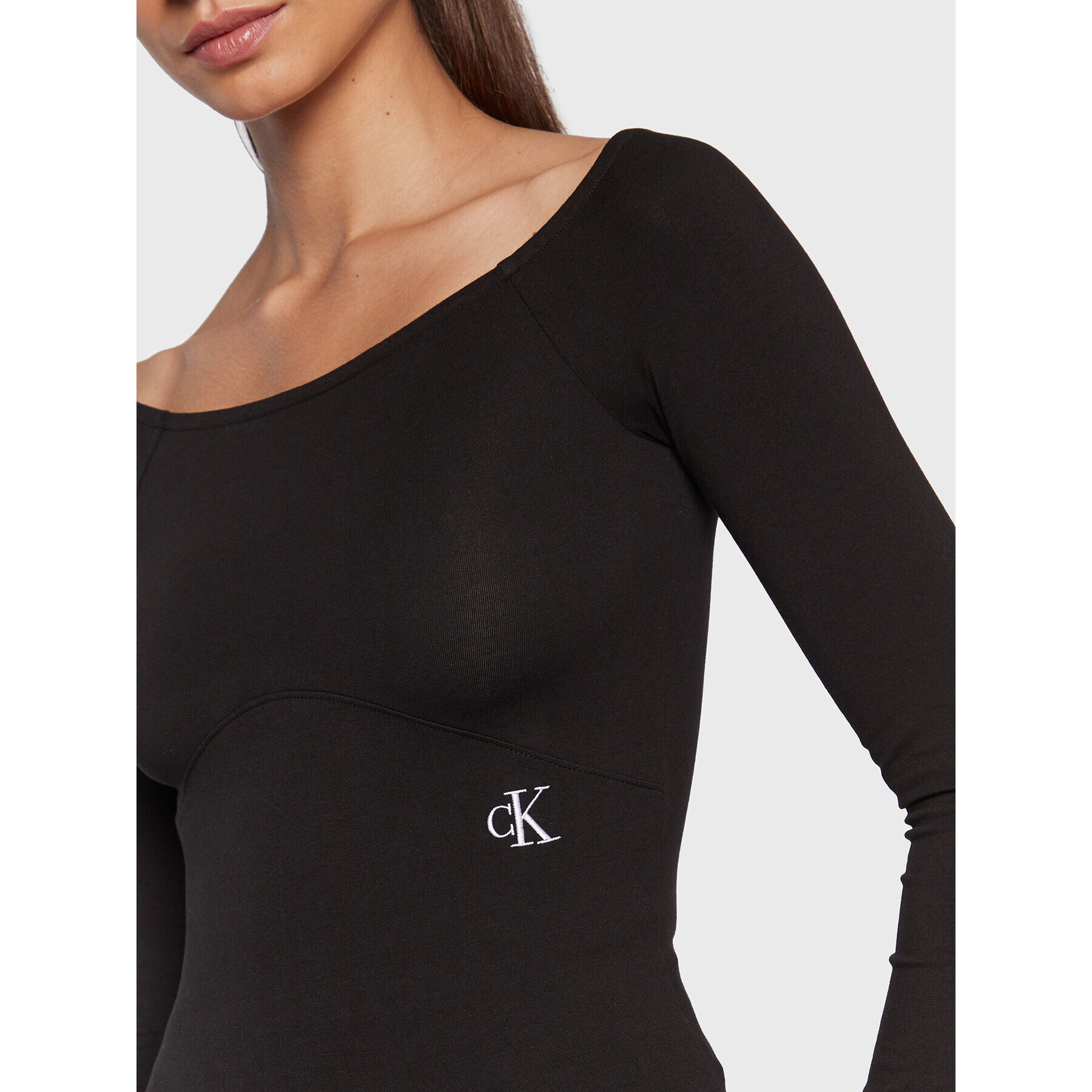 Calvin Klein Jeans Блуза J20J219995 Черен Slim Fit - Pepit.bg