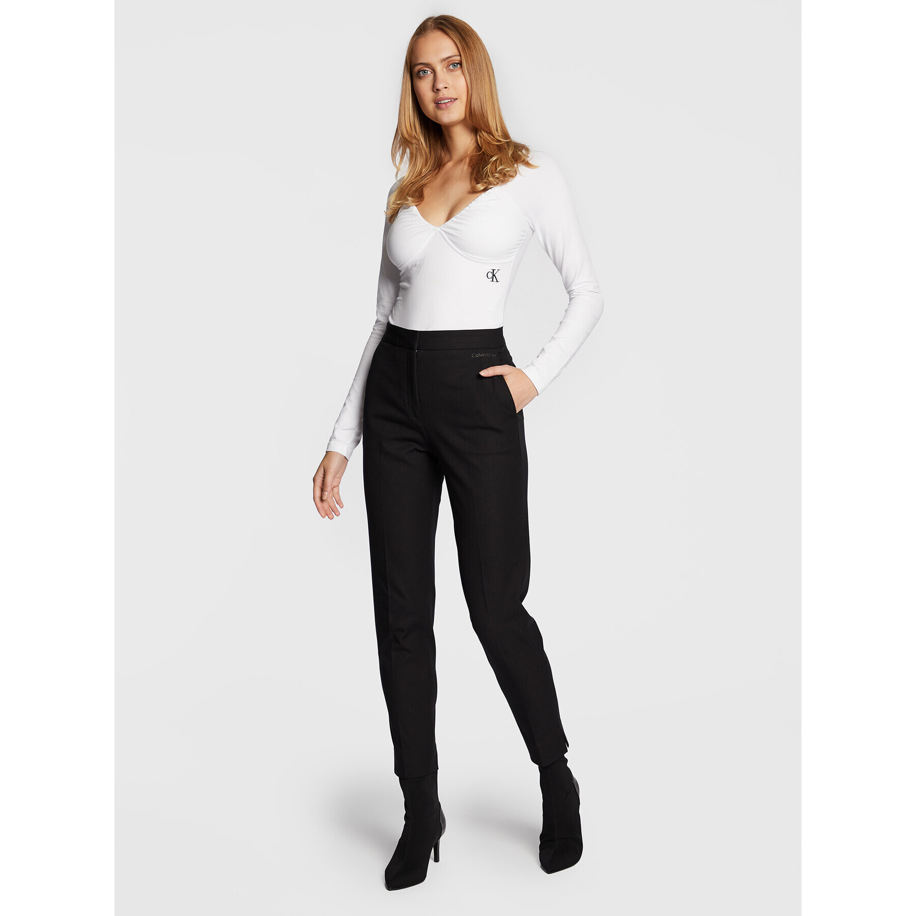 Calvin Klein Jeans Блуза J20J219996 Бял Slim Fit - Pepit.bg