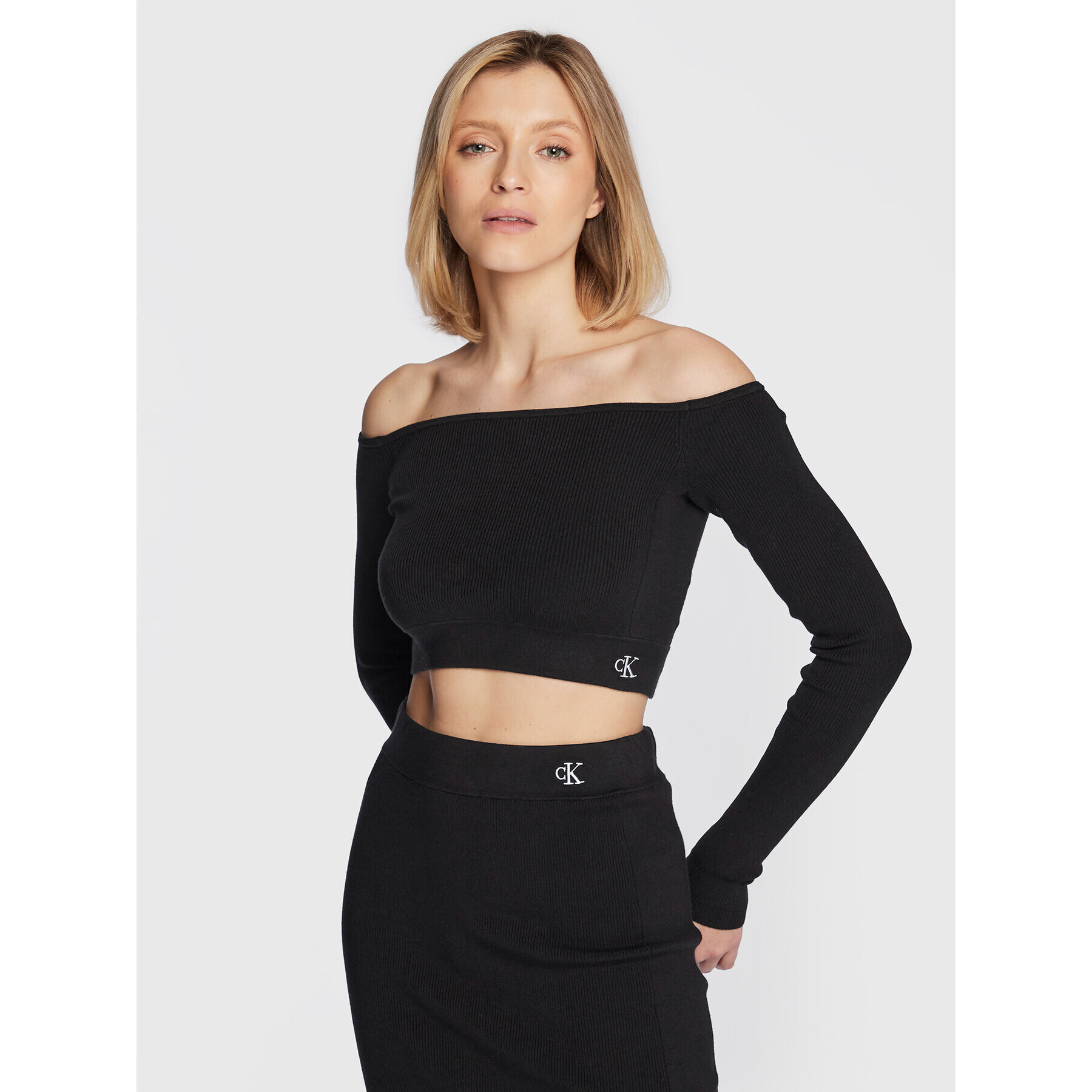 Calvin Klein Jeans Блуза J20J220001 Черен Slim Fit - Pepit.bg