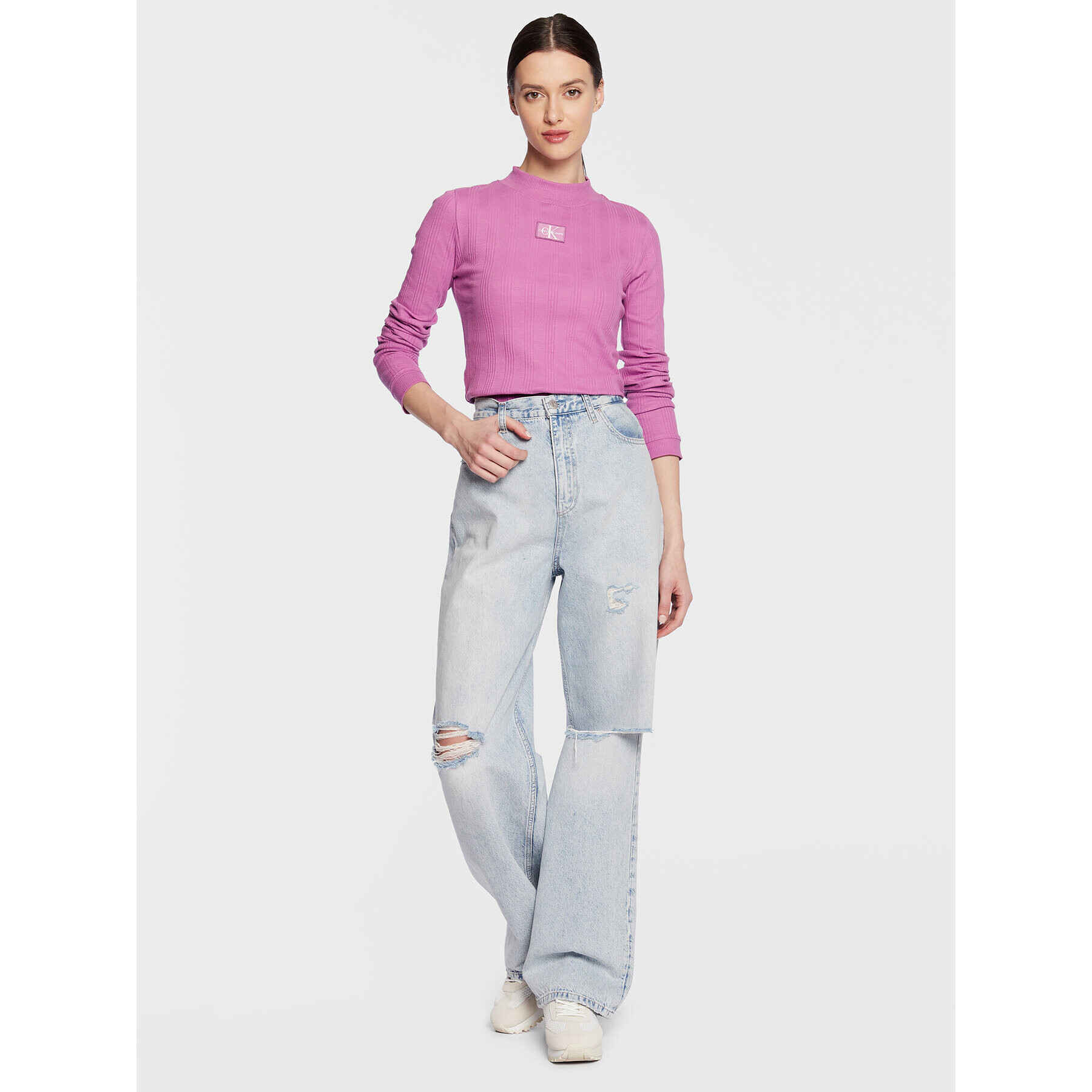 Calvin Klein Jeans Блуза J20J220295 Виолетов Slim Fit - Pepit.bg