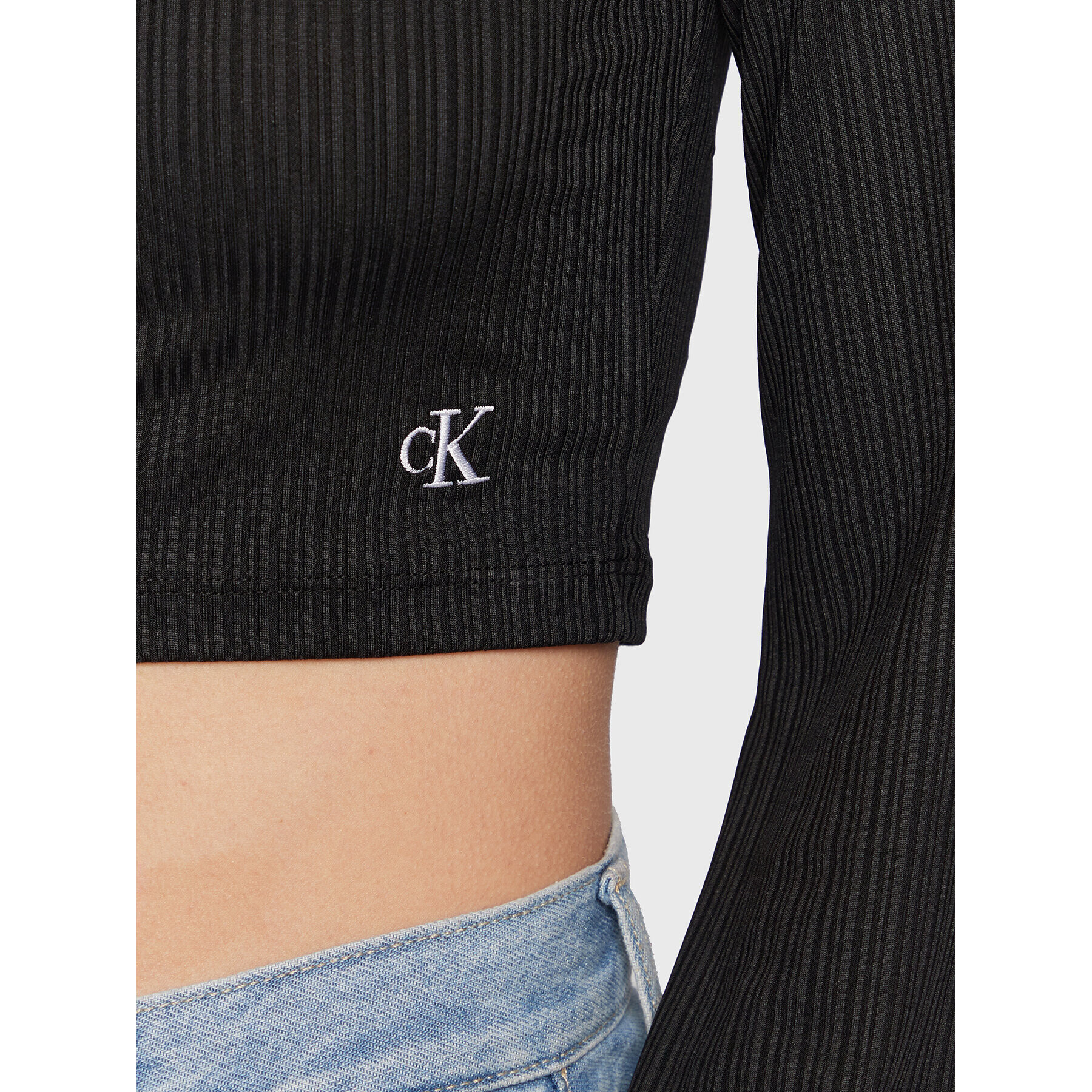 Calvin Klein Jeans Блуза J20J220298 Черен Slim Fit - Pepit.bg