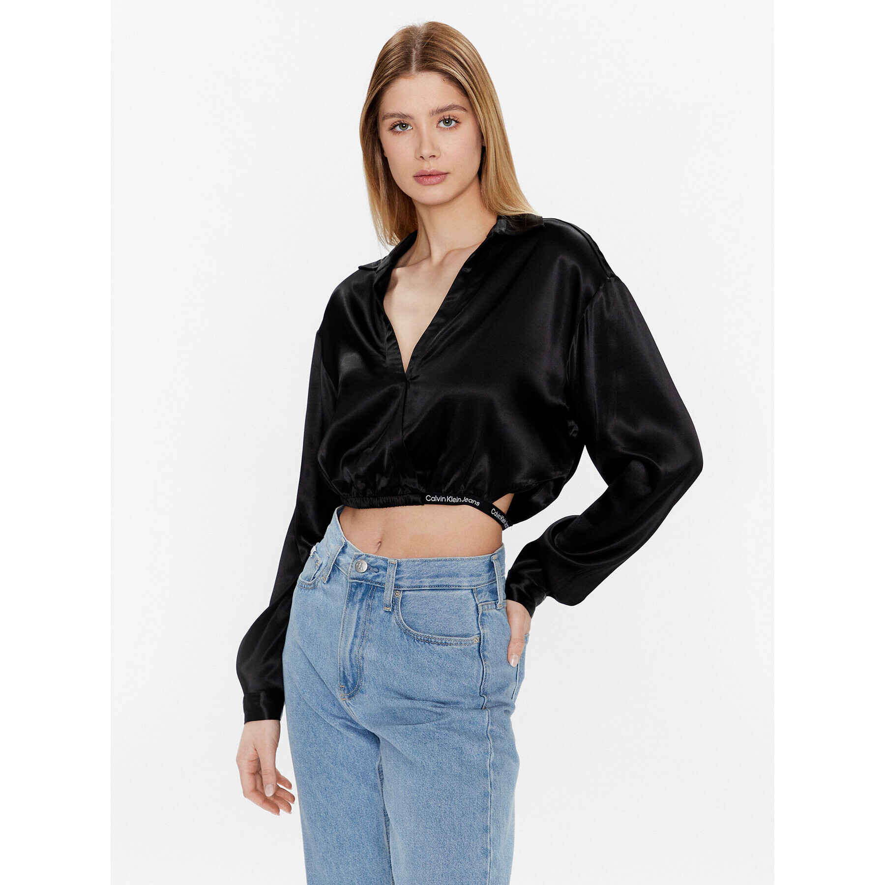 Calvin Klein Jeans Блуза J20J220327 Черен Regular Fit - Pepit.bg