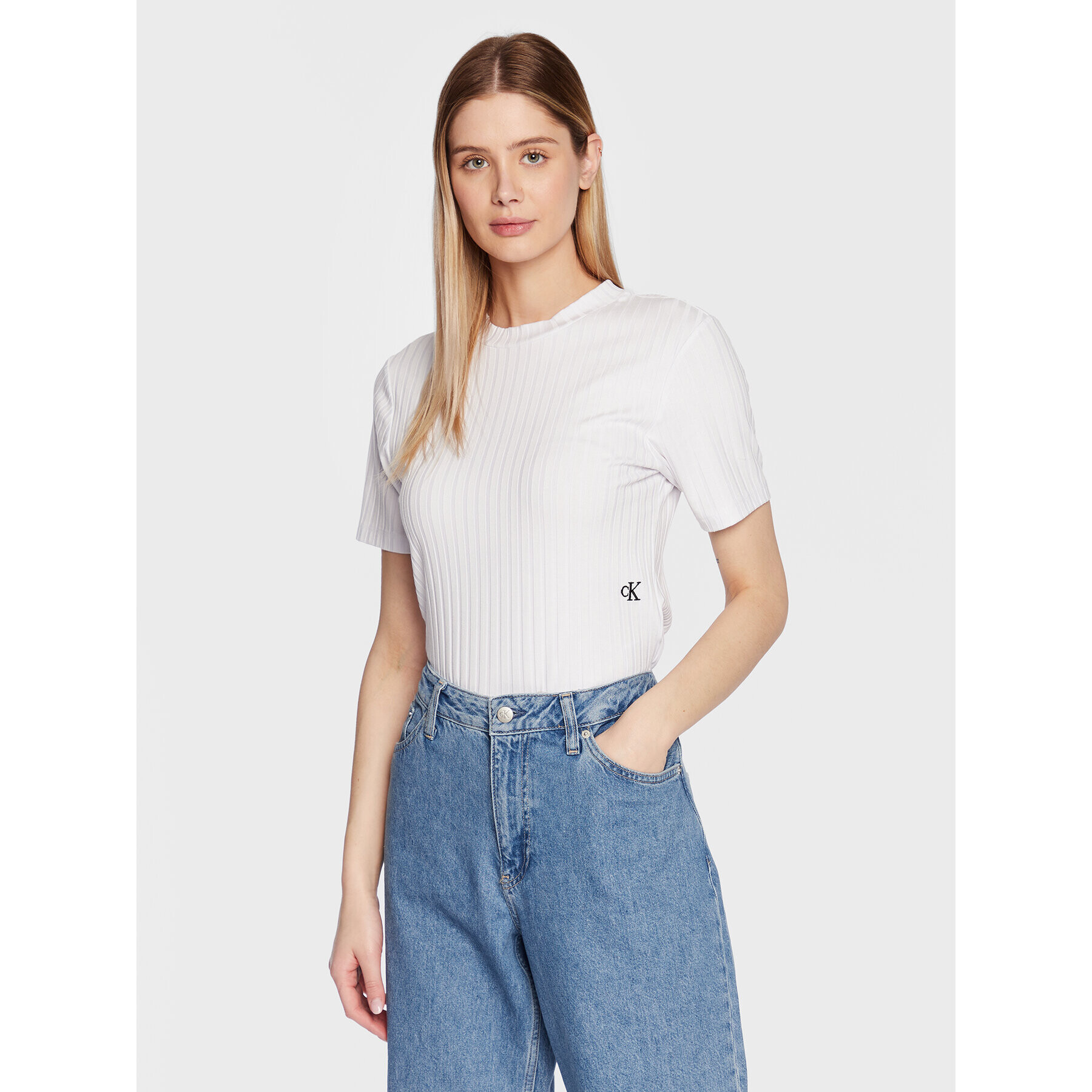 Calvin Klein Jeans Блуза J20J220774 Бял Regular Fit - Pepit.bg