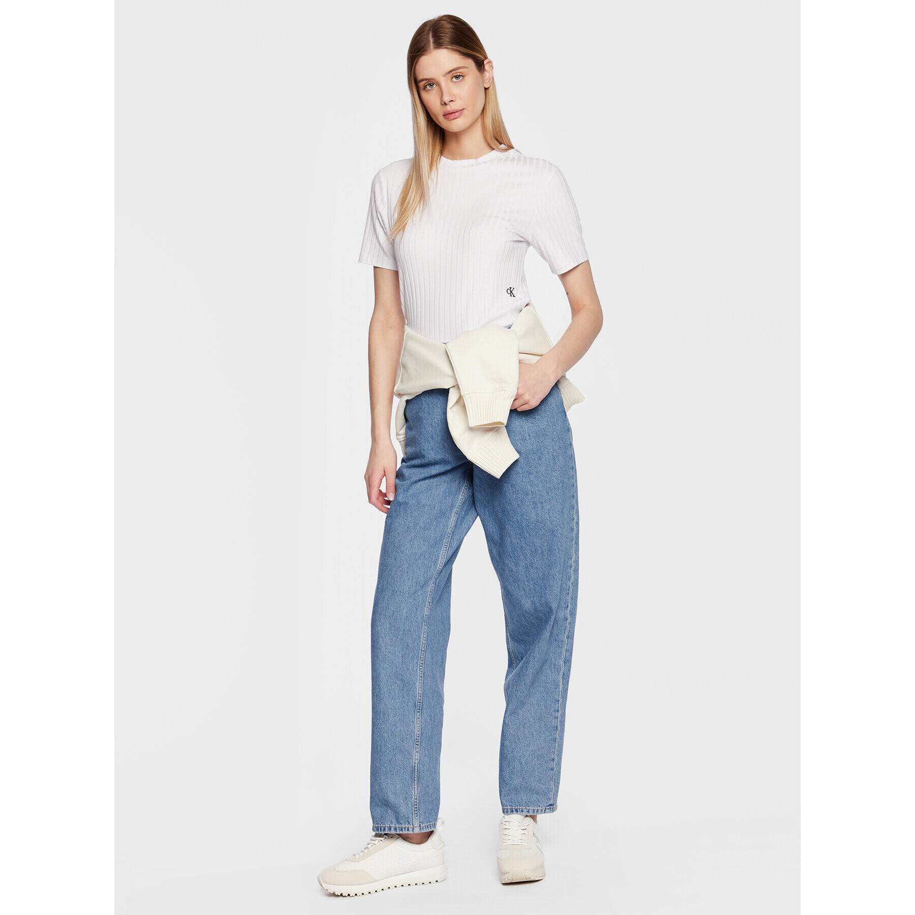 Calvin Klein Jeans Блуза J20J220774 Бял Regular Fit - Pepit.bg