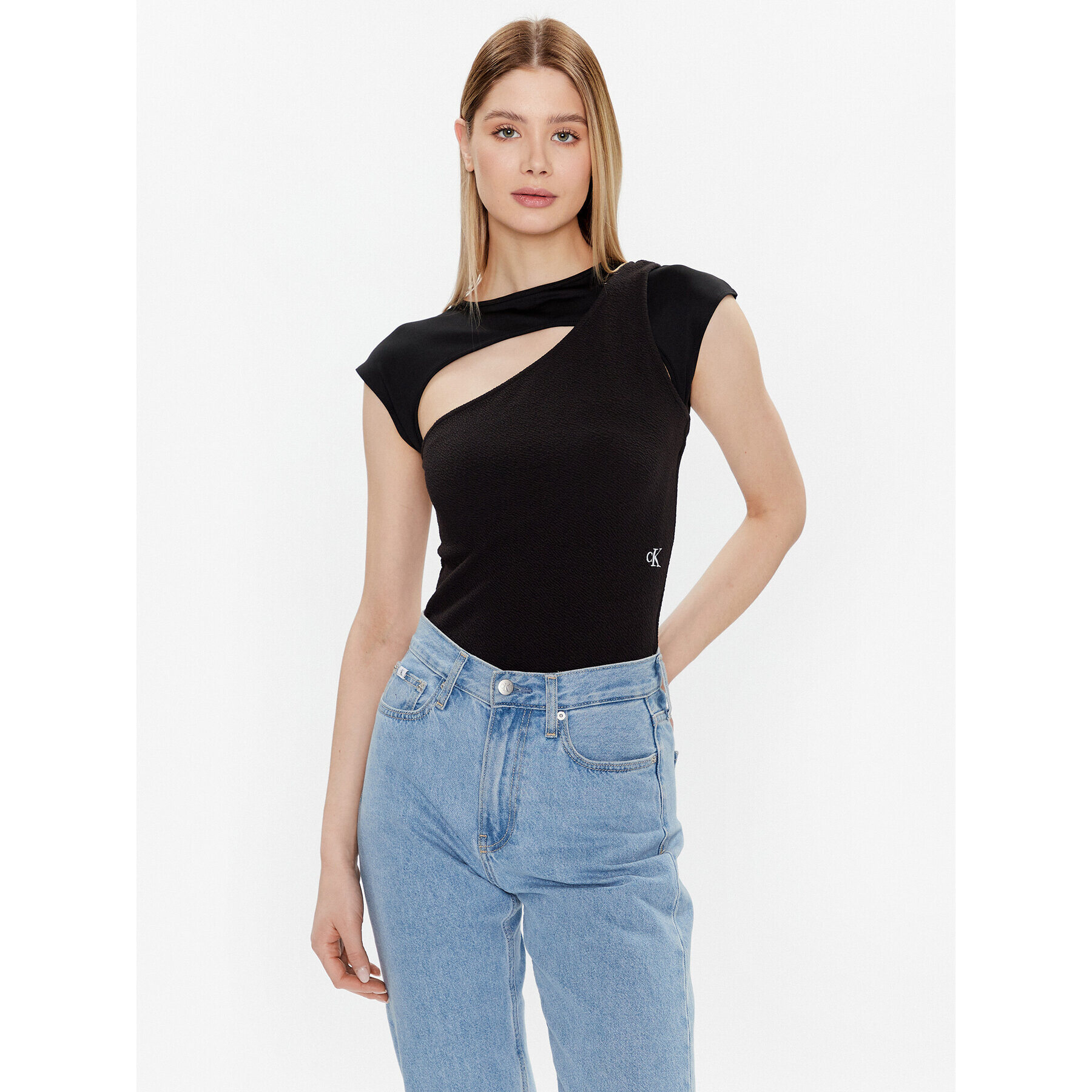 Calvin Klein Jeans Блуза J20J220779 Черен Slim Fit - Pepit.bg