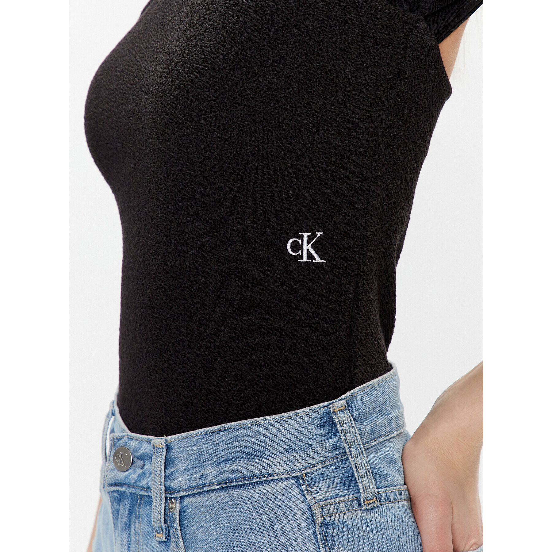 Calvin Klein Jeans Блуза J20J220779 Черен Slim Fit - Pepit.bg