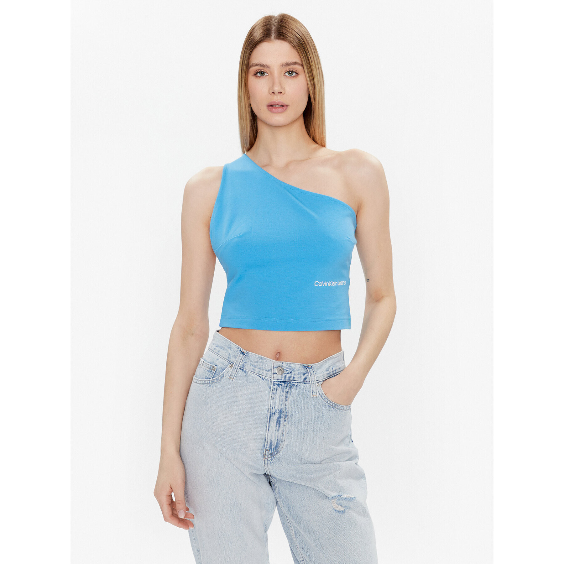 Calvin Klein Jeans Блуза J20J220788 Син Slim Fit - Pepit.bg