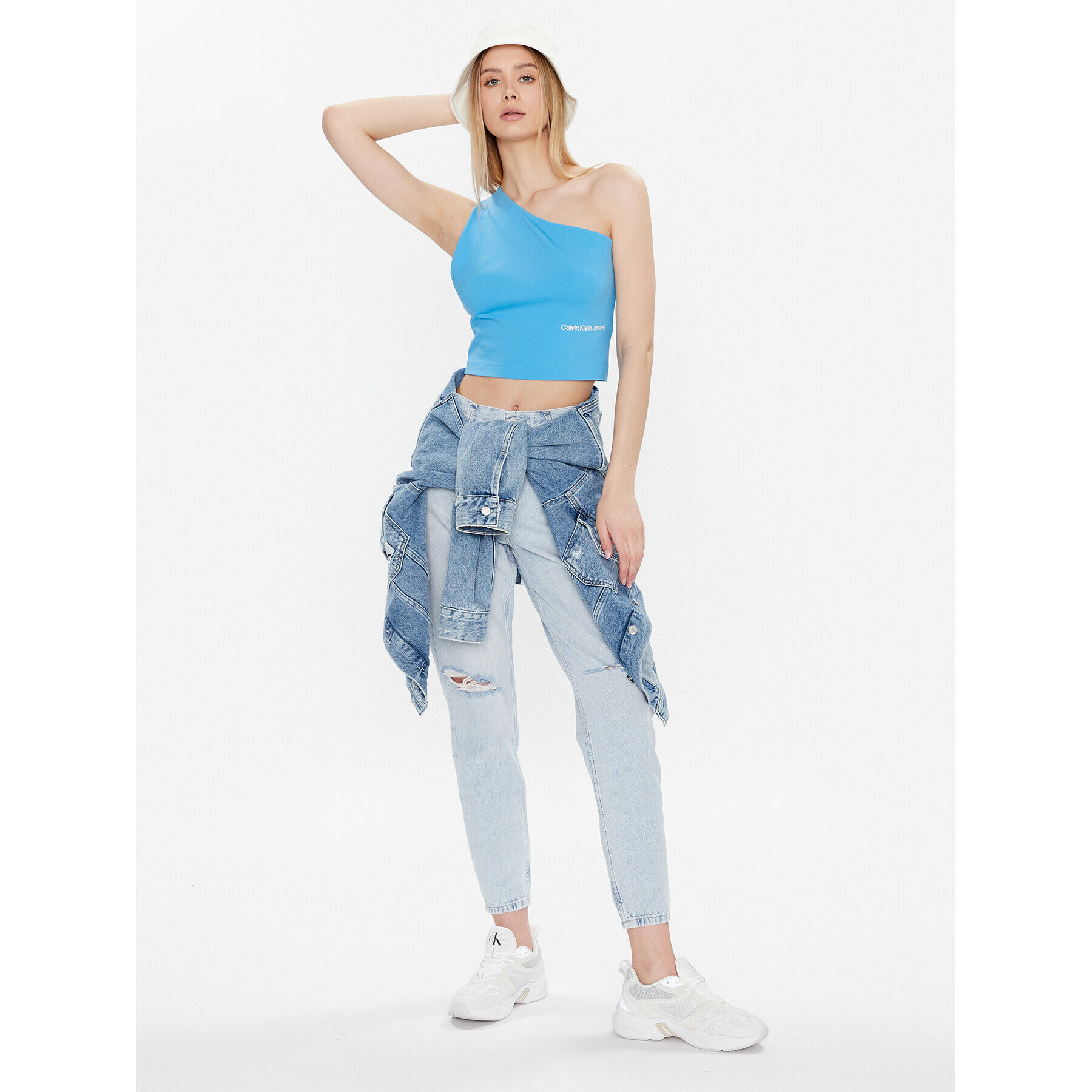 Calvin Klein Jeans Блуза J20J220788 Син Slim Fit - Pepit.bg