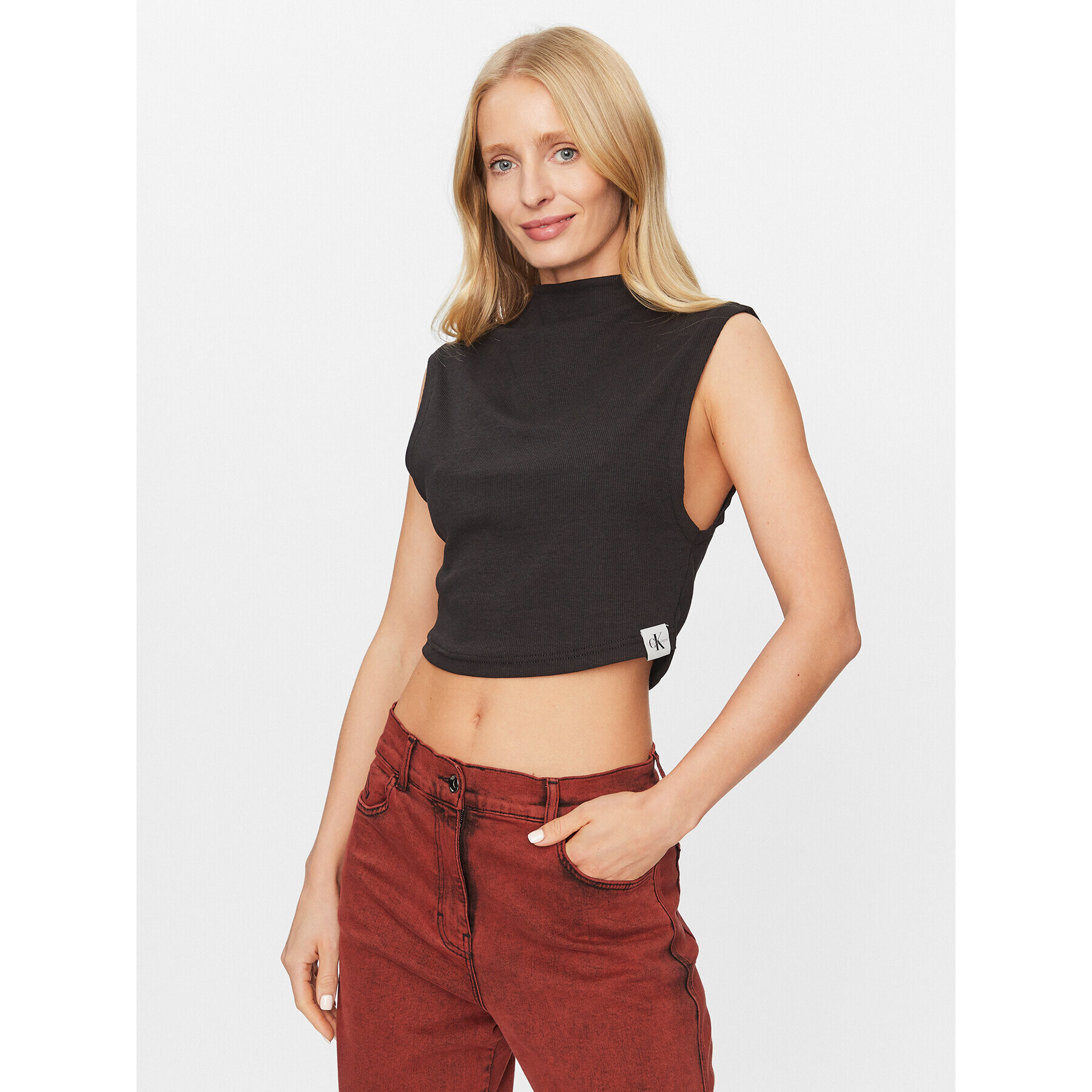 Calvin Klein Jeans Блуза J20J221419 Черен Slim Fit - Pepit.bg