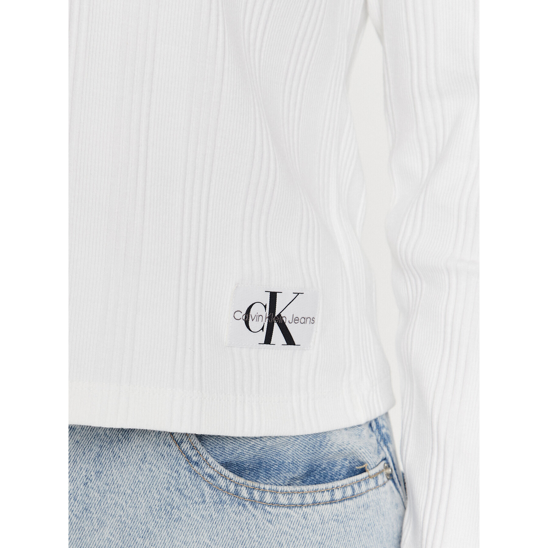 Calvin Klein Jeans Блуза J20J221596 Бял Slim Fit - Pepit.bg
