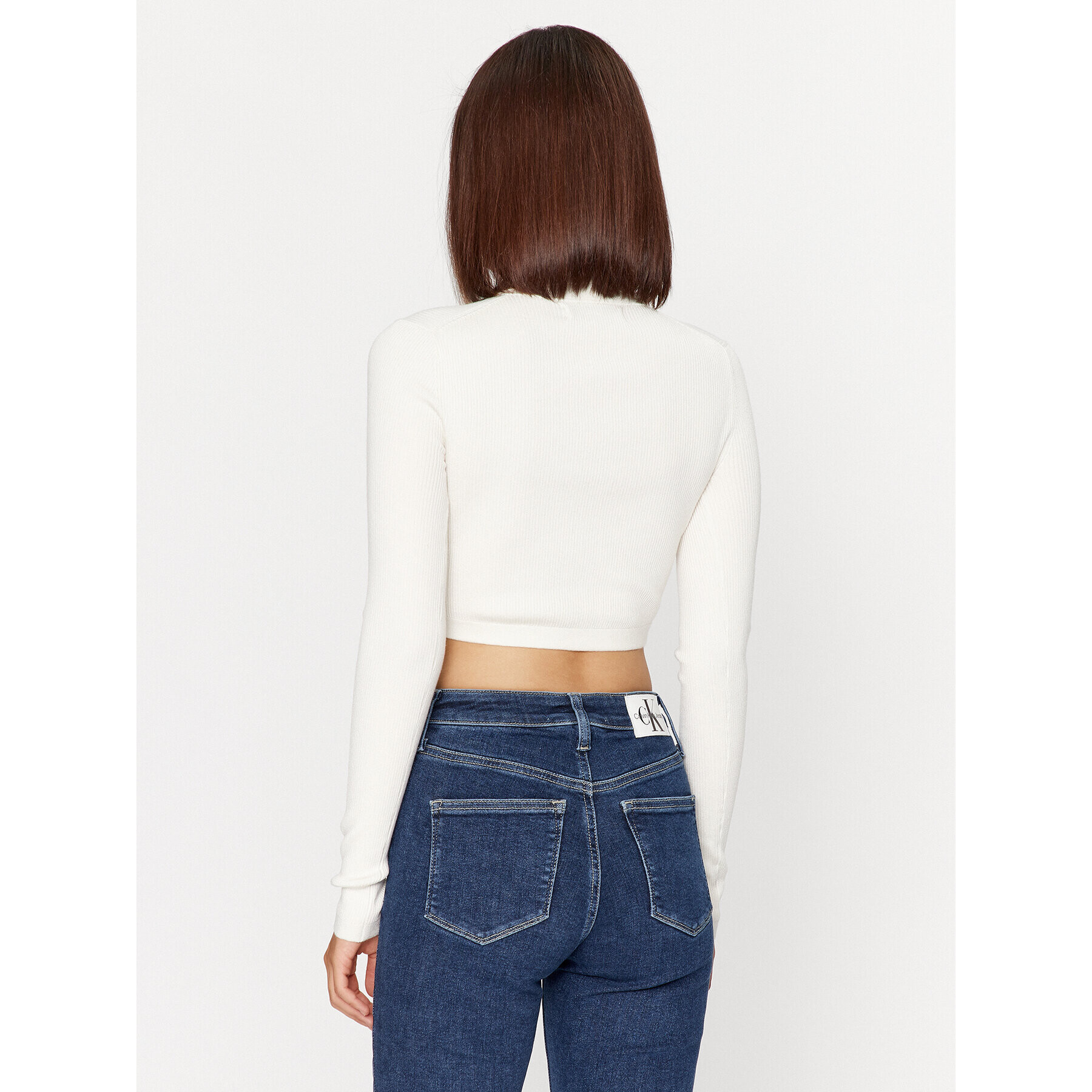Calvin Klein Jeans Блуза J20J221969 Бял Slim Fit - Pepit.bg