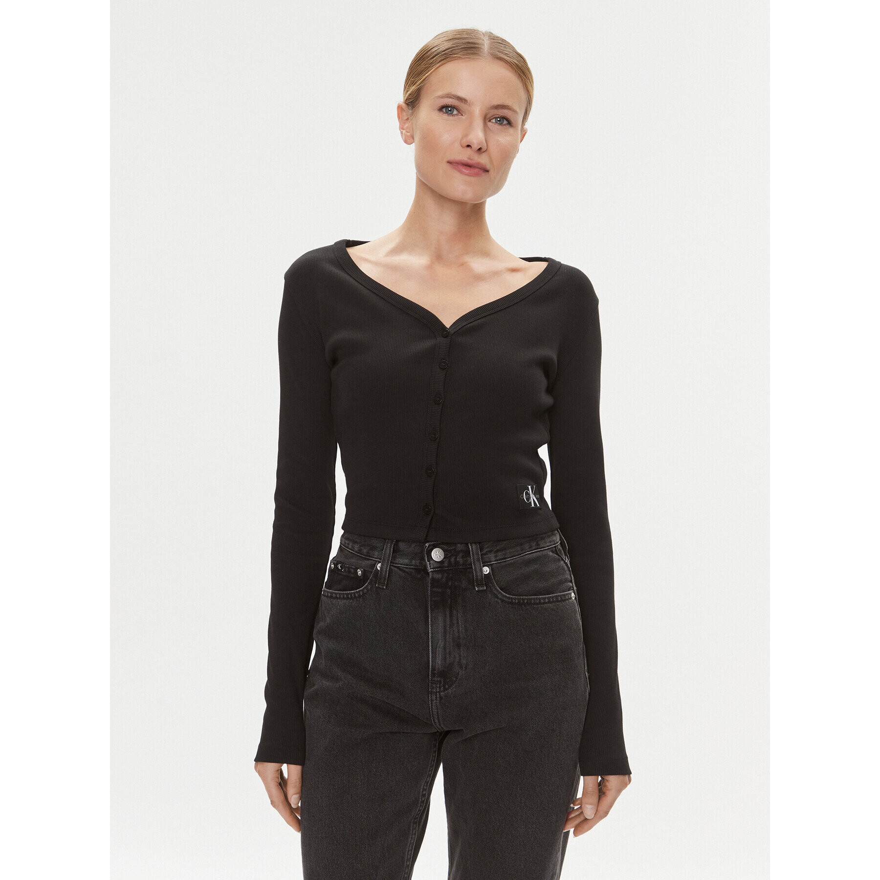 Calvin Klein Jeans Блуза J20J222570 Черен Regular Fit - Pepit.bg