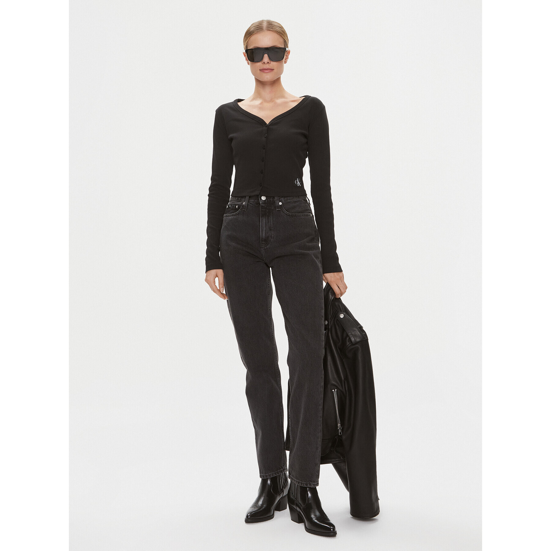 Calvin Klein Jeans Блуза J20J222570 Черен Regular Fit - Pepit.bg