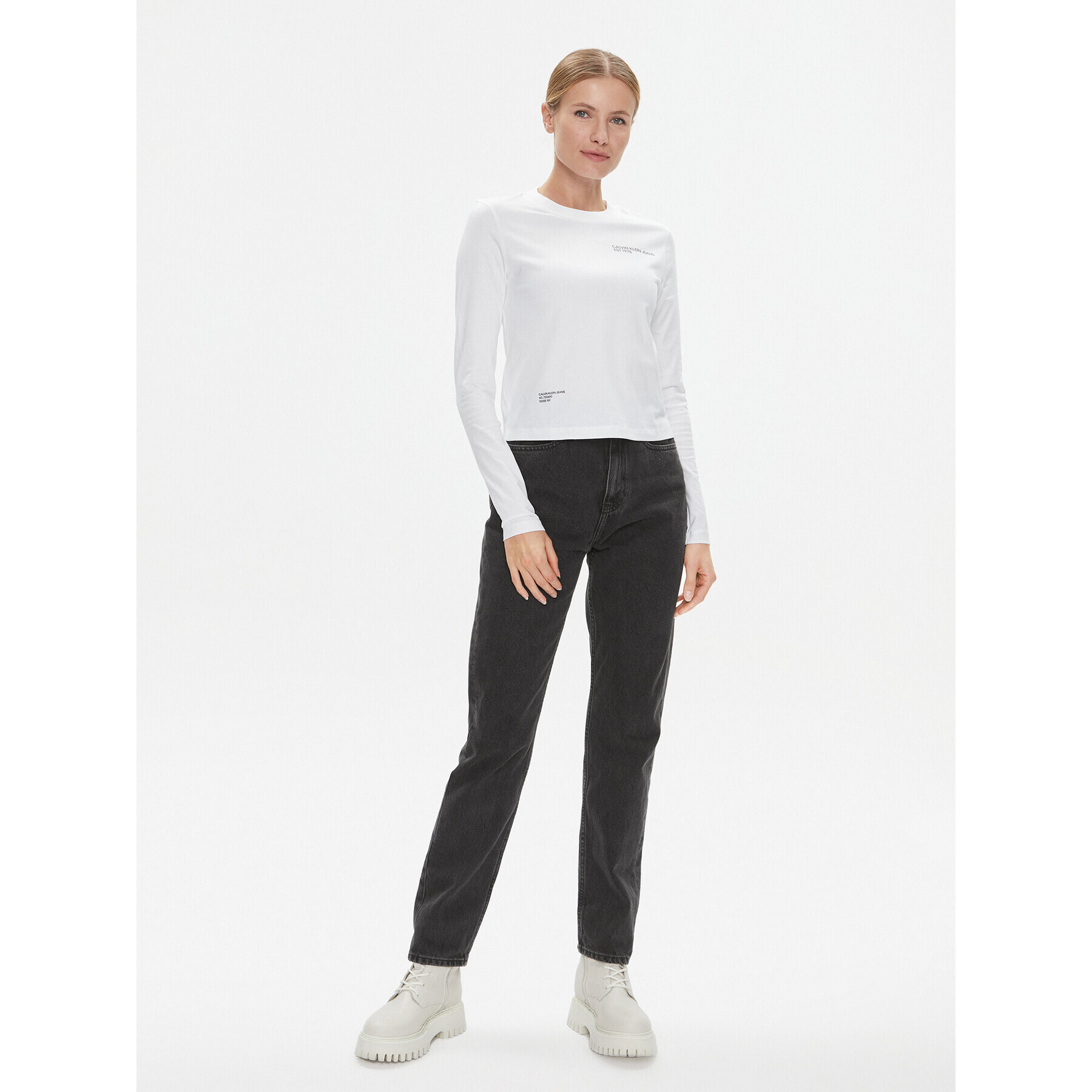 Calvin Klein Jeans Блуза J20J222644 Бял Regular Fit - Pepit.bg