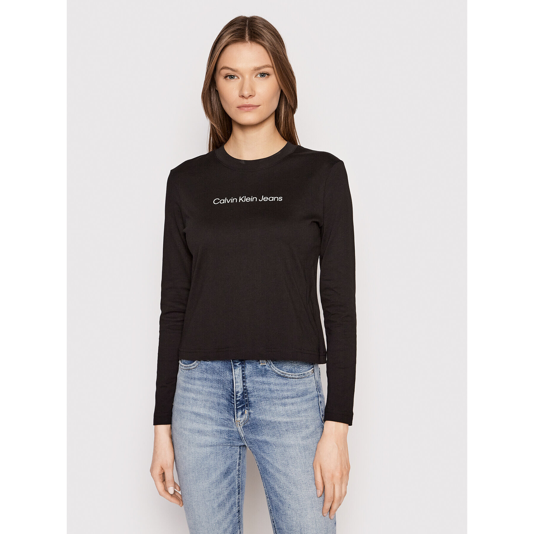 Calvin Klein Jeans Блуза Logo J20J217718 Черен Regular Fit - Pepit.bg