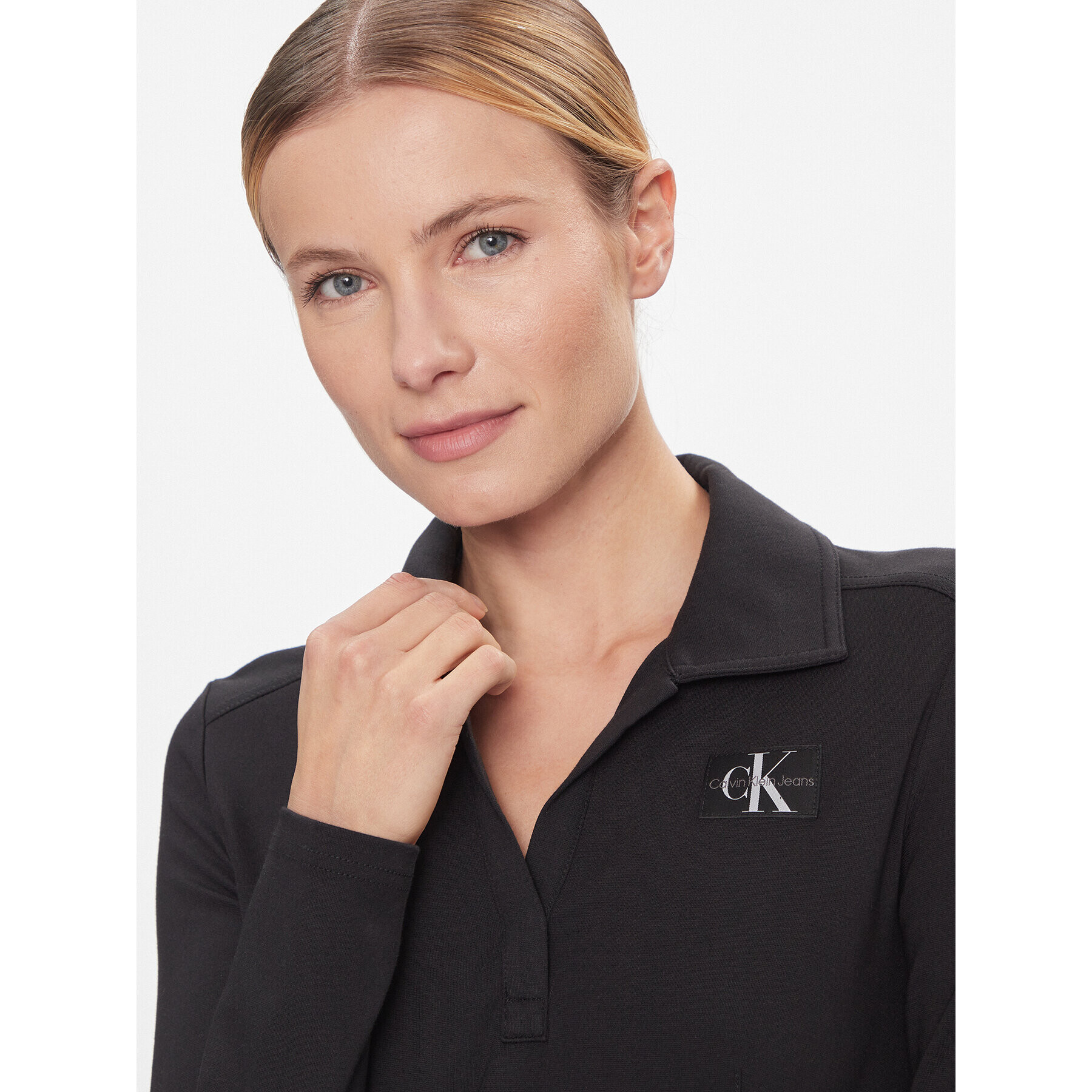 Calvin Klein Jeans Блуза Polo Collar Milano Regular Top J20J222556 Черен Regular Fit - Pepit.bg