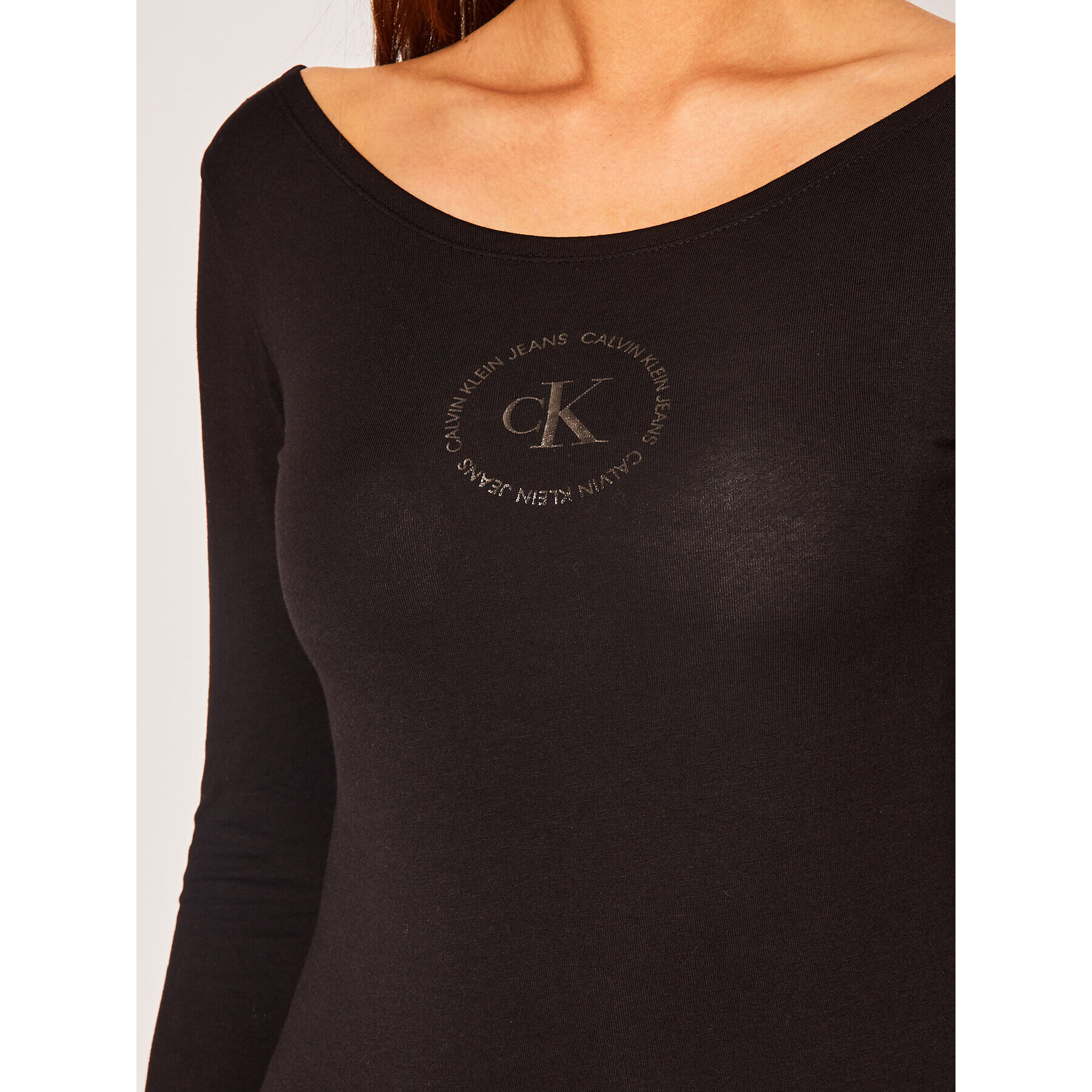 Calvin Klein Jeans Блуза Round Logo Ballet J20J213547 Черен Regular Fit - Pepit.bg