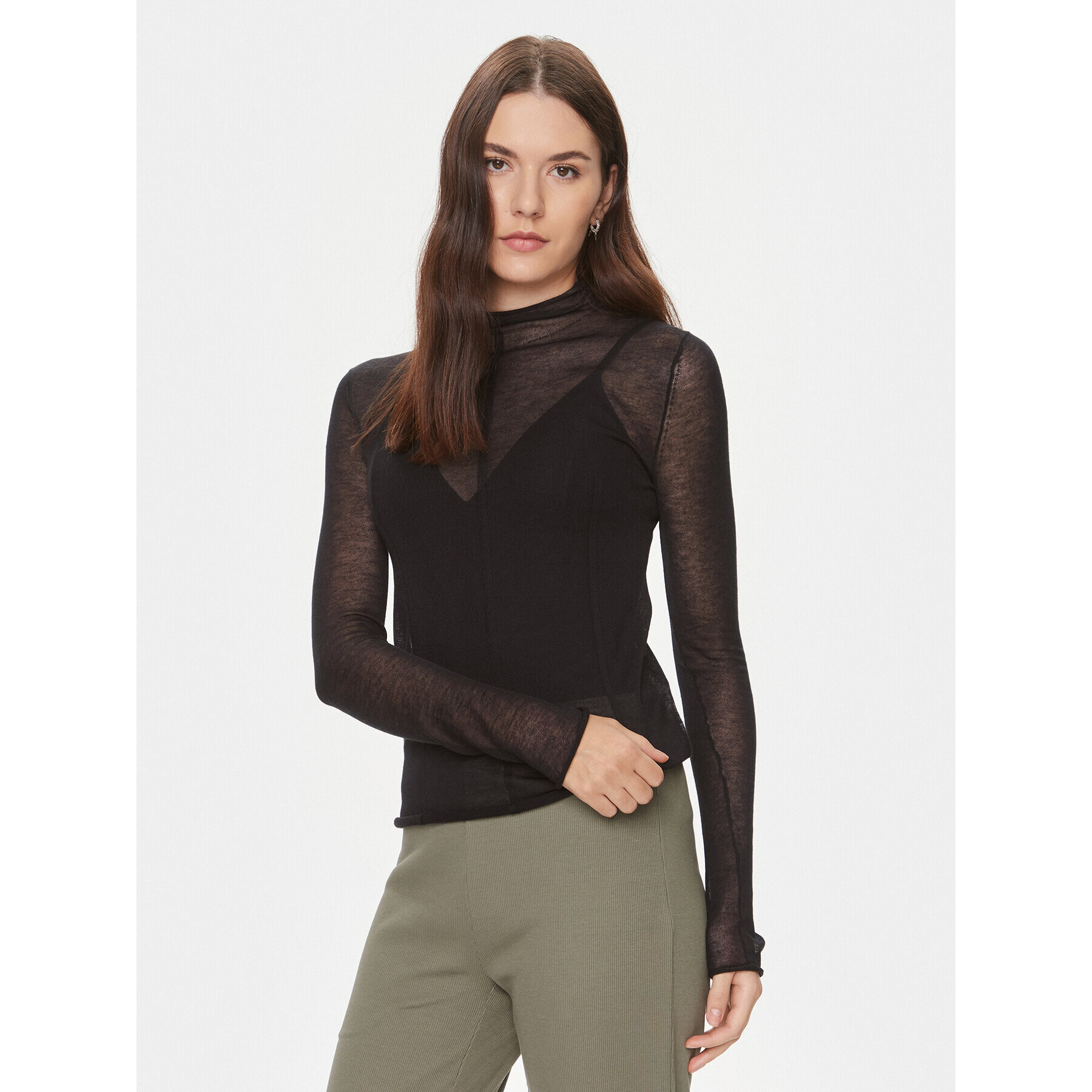 Calvin Klein Jeans Блуза Sheer J20J222925 Черен Regular Fit - Pepit.bg