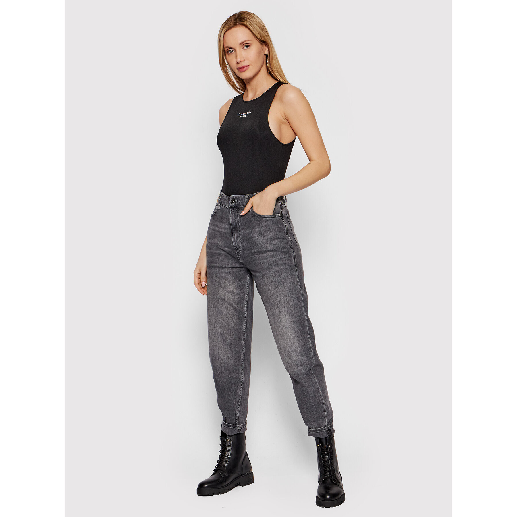 Calvin Klein Jeans Боди J20J218332 Черен Slim Fit - Pepit.bg