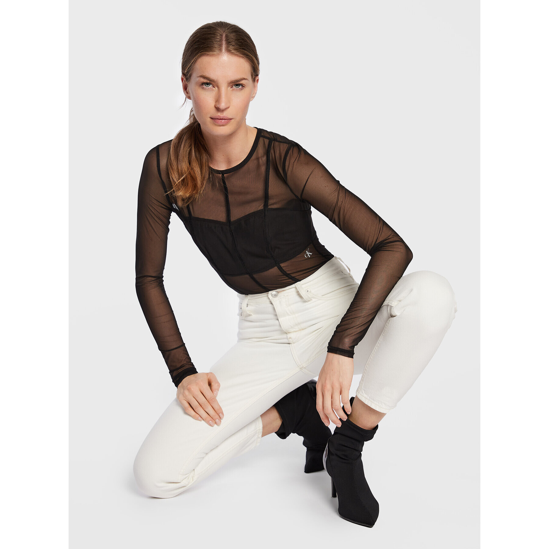 Calvin Klein Jeans Боди J20J220472 Черен Slim Fit - Pepit.bg