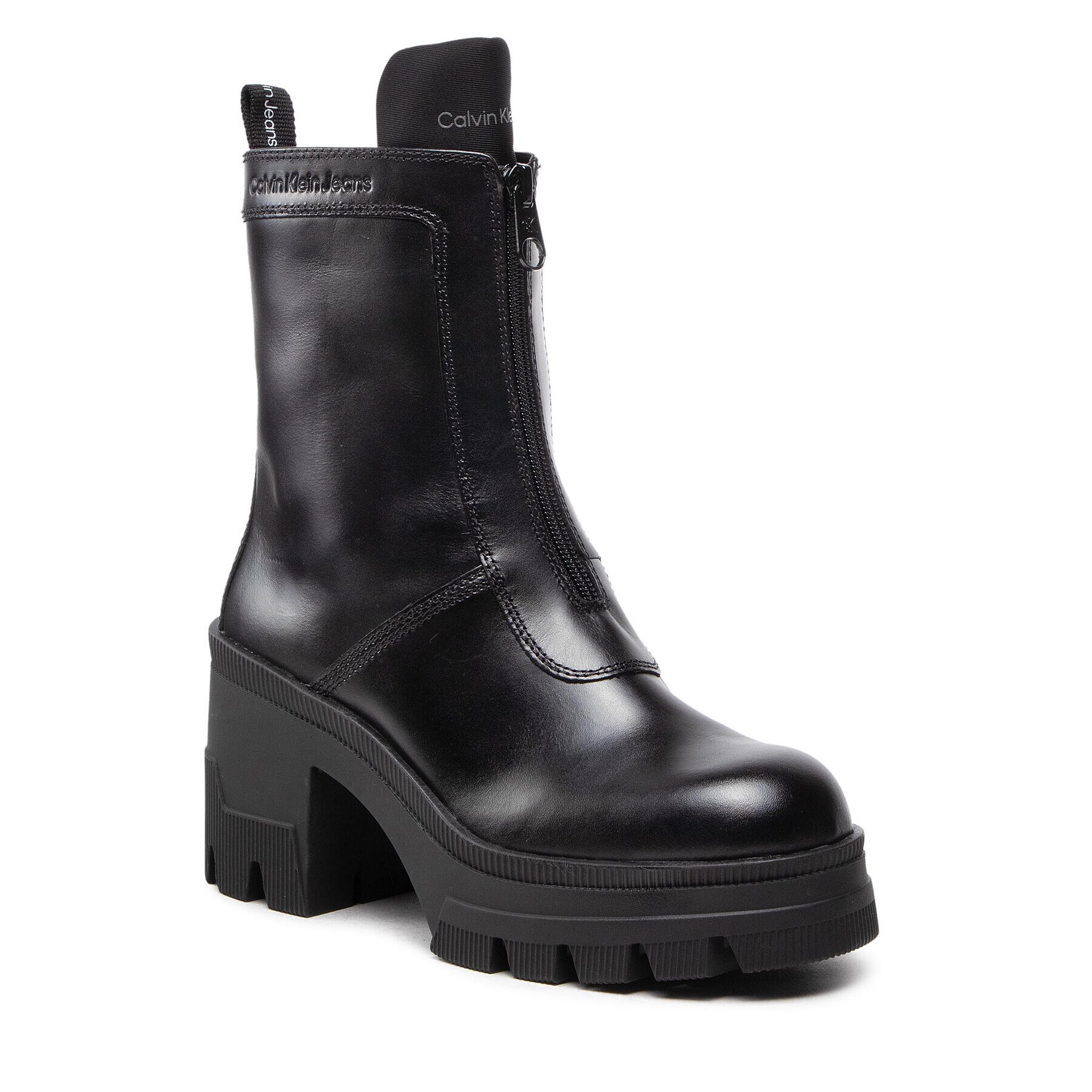 Calvin Klein Jeans Боти Chunky Heeled Boot W/Zip YW0YW00728 Черен - Pepit.bg