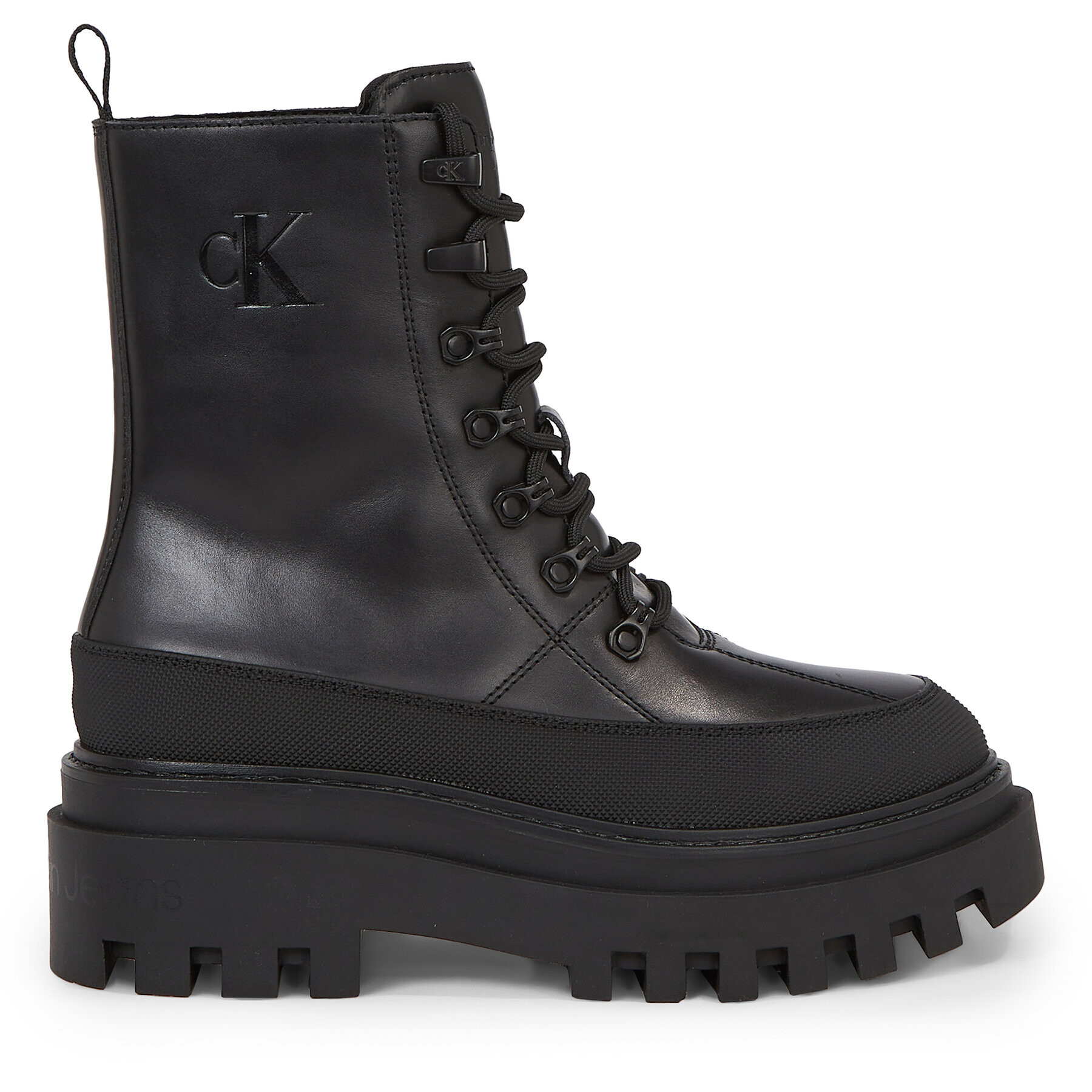 Calvin Klein Jeans Боти Flatform Lace Up Boot Lth YW0YW01110 Черен - Pepit.bg