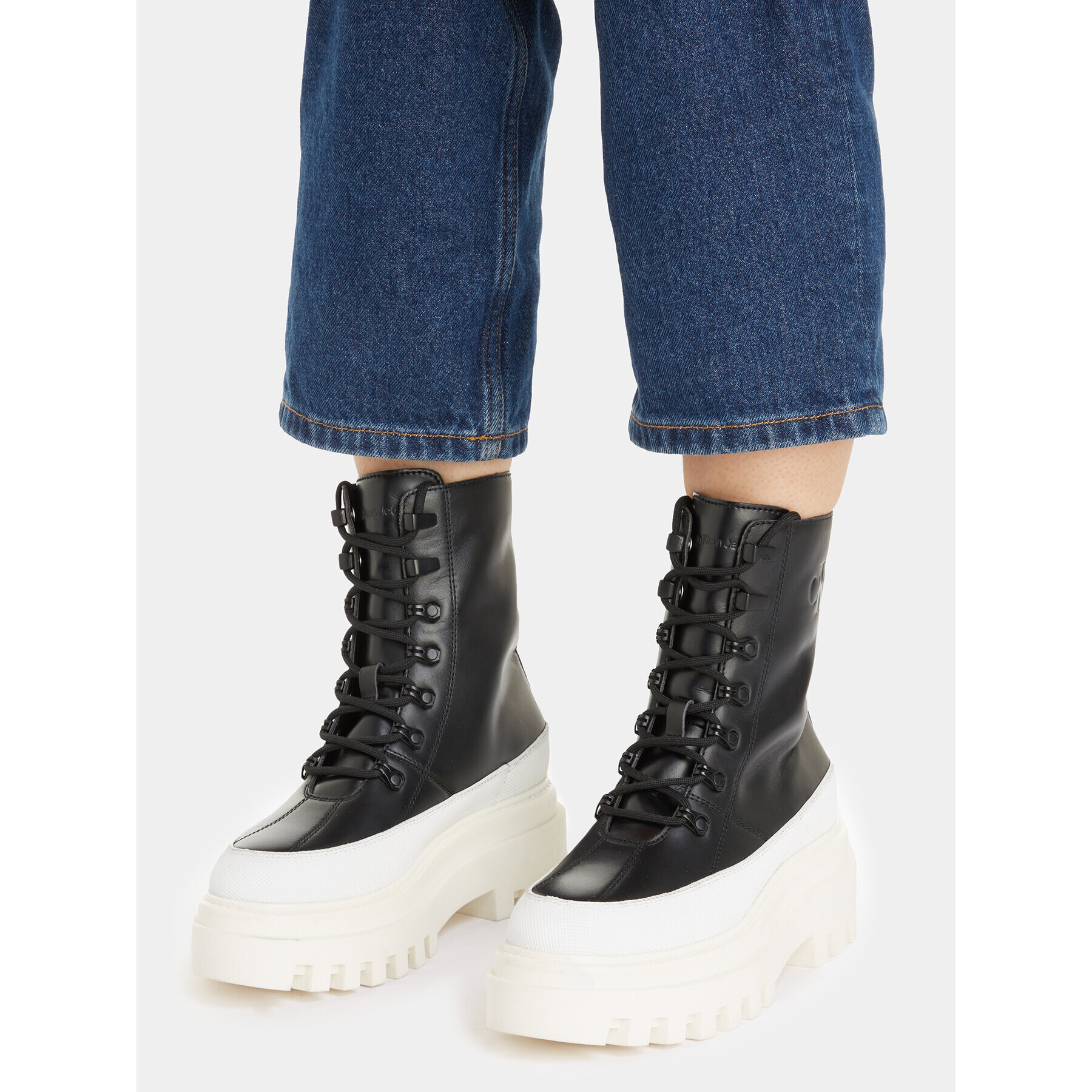 Calvin Klein Jeans Боти Flatform Lace Up Boot Lth YW0YW01110 Черен - Pepit.bg