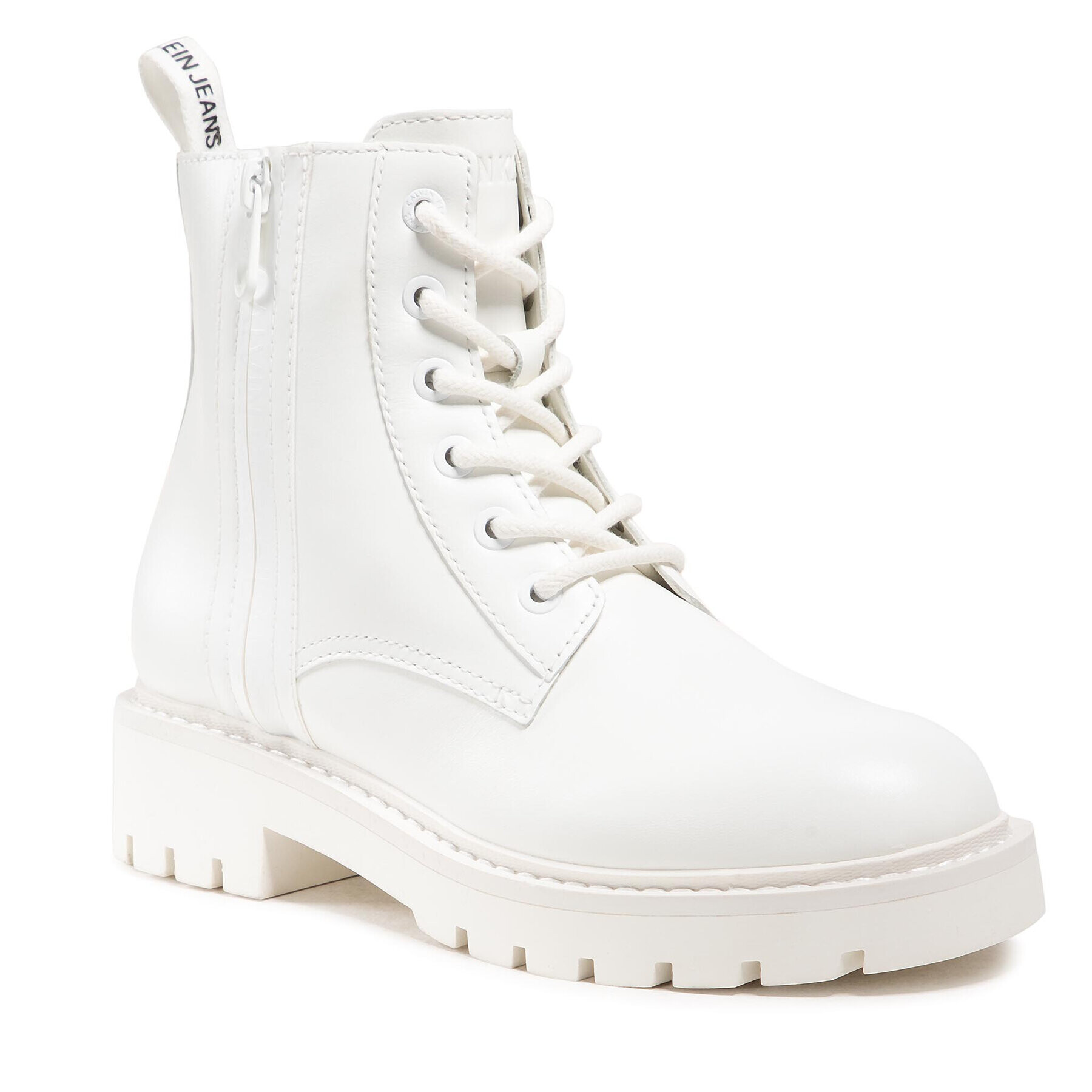 Calvin Klein Jeans Боти Mid Boot Laceup YW0YW00008 Бял - Pepit.bg