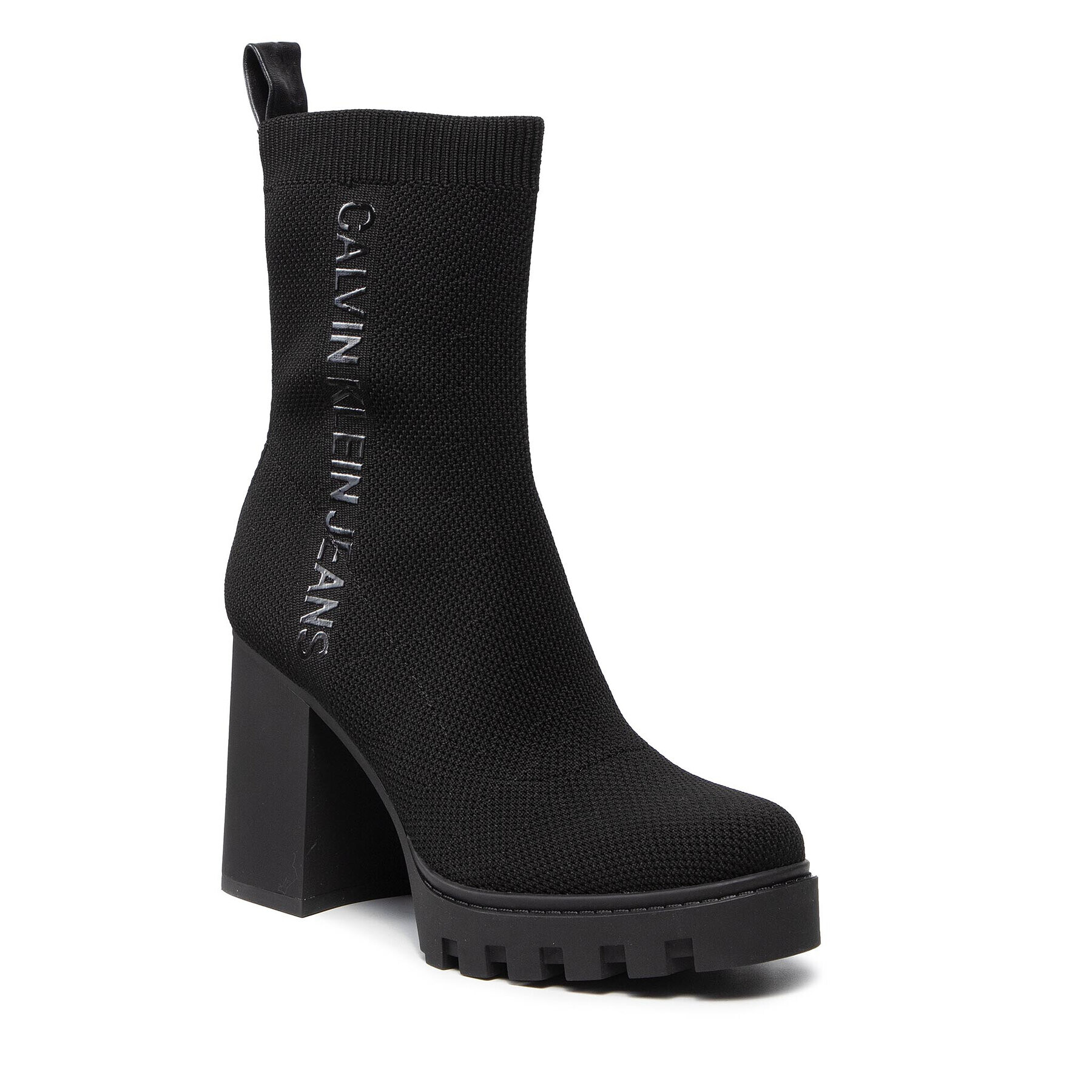 Calvin Klein Jeans Боти Platform Mid Knit Boot 95 YW0YW00414 Черен - Pepit.bg