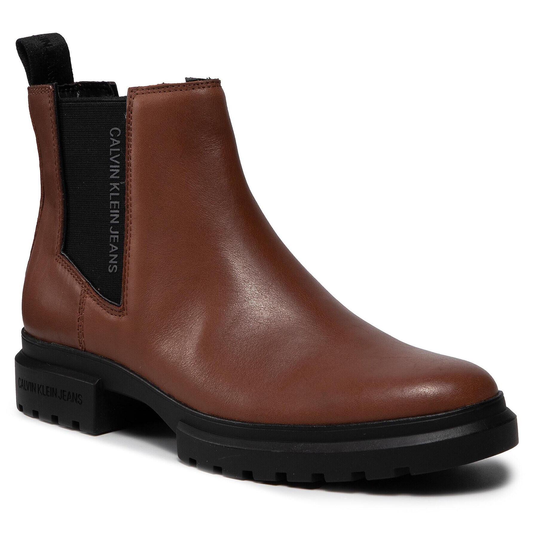 Calvin Klein Jeans Боти тип челси Cleated Mid Chelsea Boot YW0YW00421 Кафяв - Pepit.bg