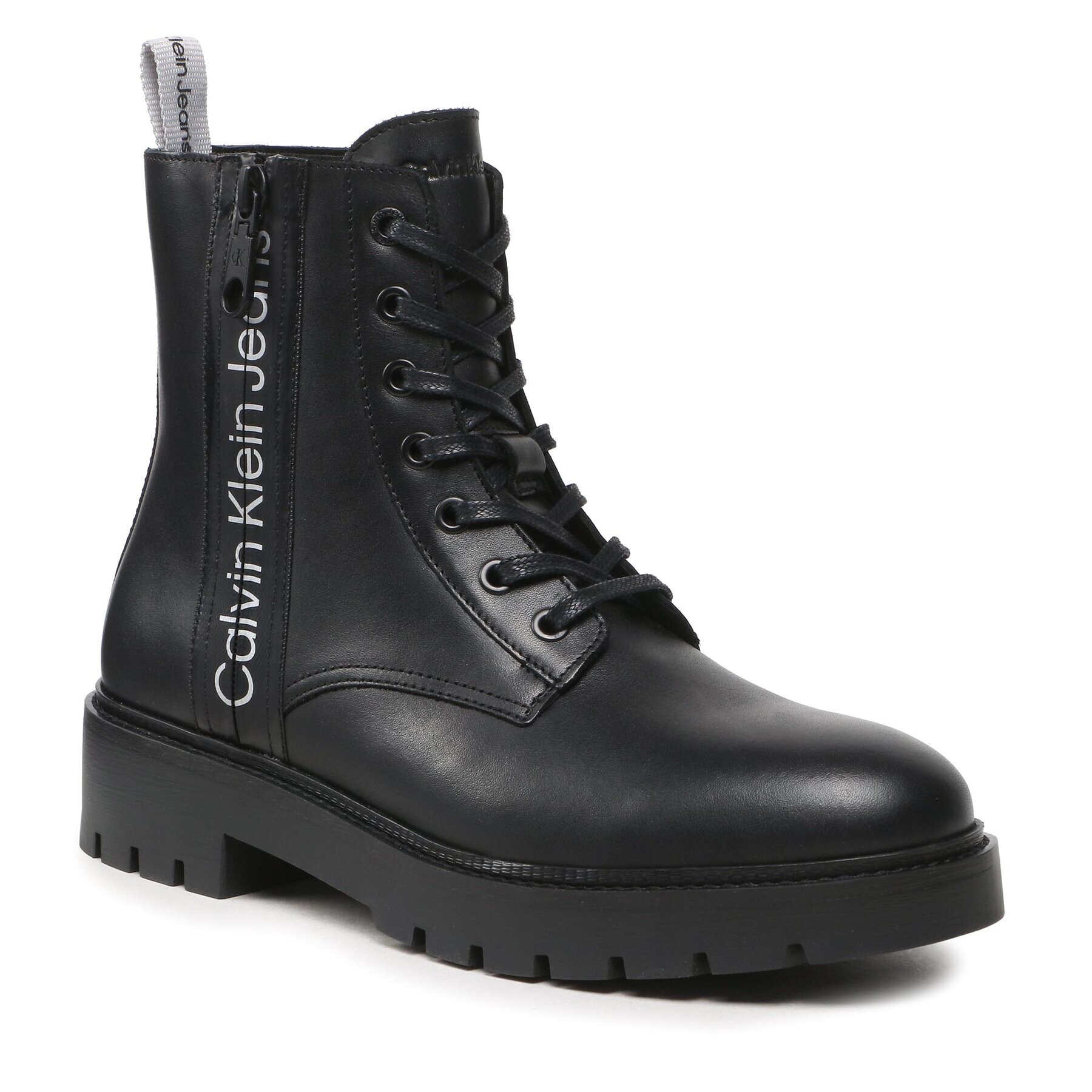 Calvin Klein Jeans Ботуши Combat Mid Laceup Boot W Zip YM0YM00262 Черен - Pepit.bg