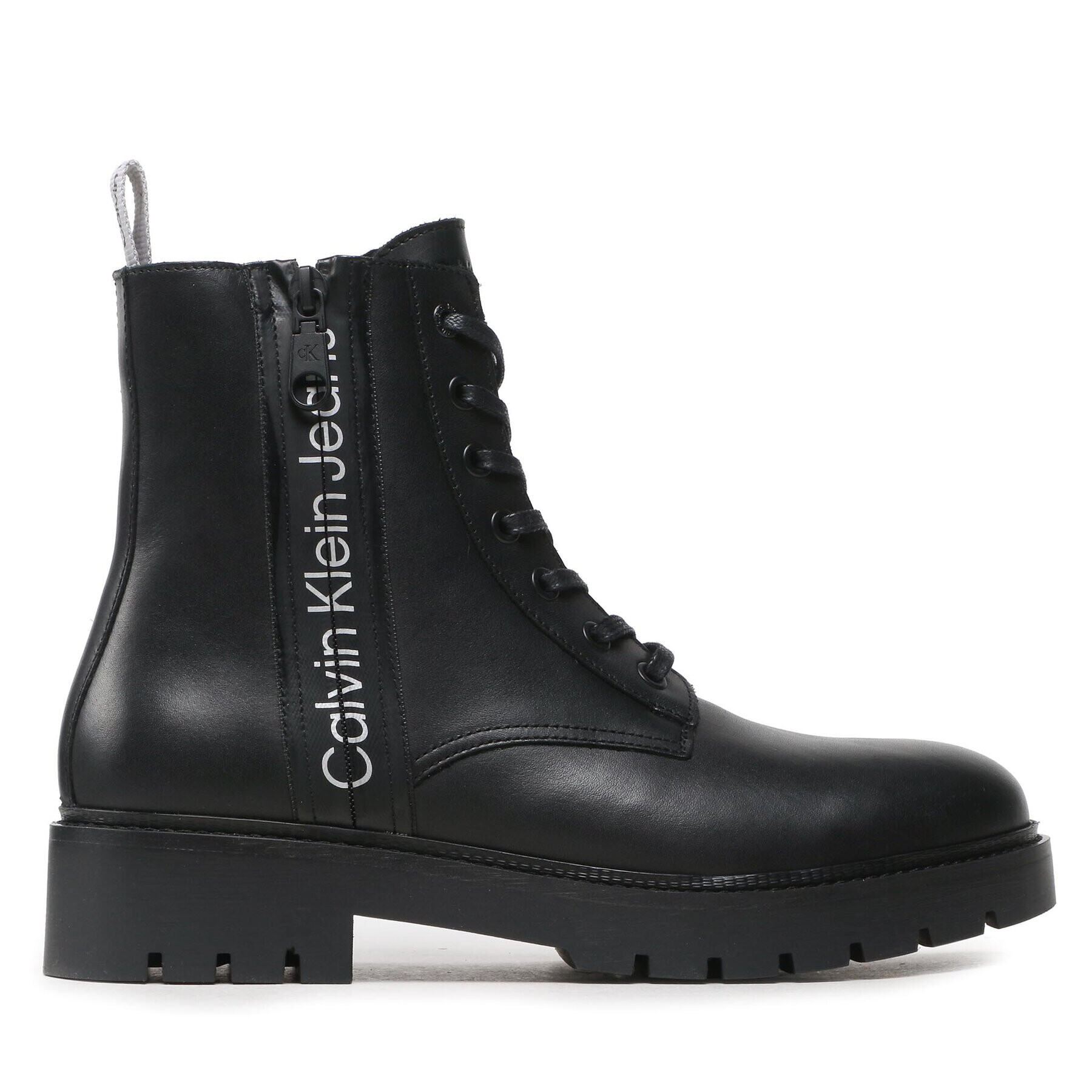 Calvin Klein Jeans Ботуши Combat Mid Laceup Boot W Zip YM0YM00262 Черен - Pepit.bg